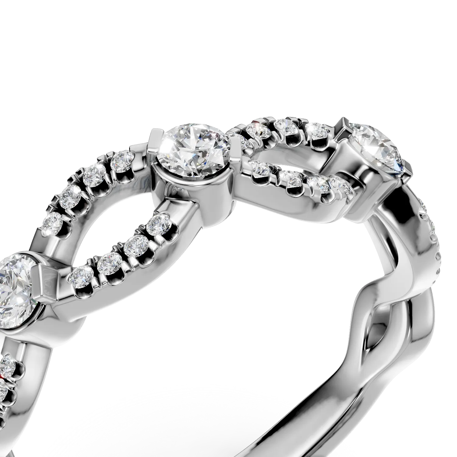 Inel din aur alb cu diamante de 0.2ct create in laborator