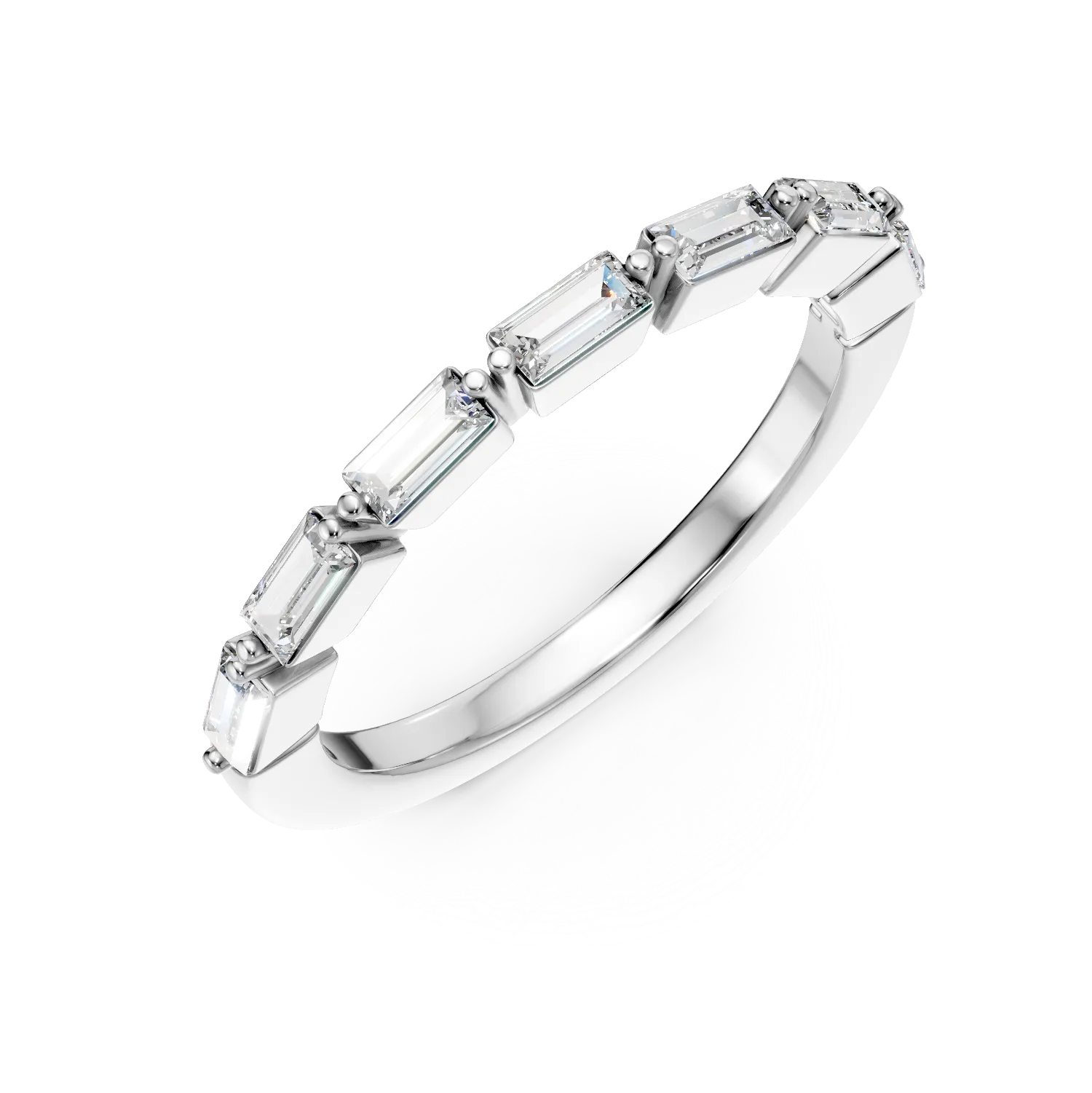 Inel semi eternity din aur alb cu diamante de 0.4ct create in laborator