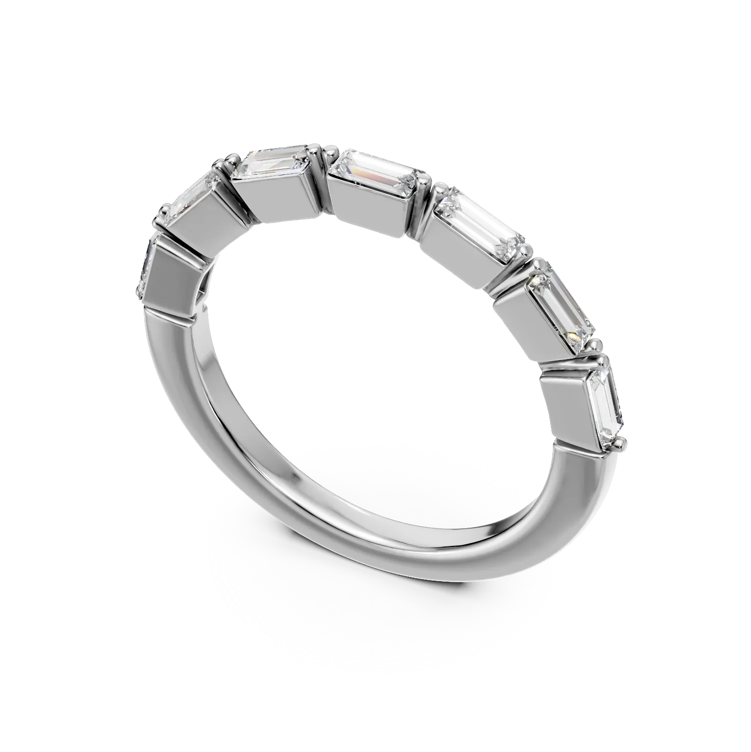 Inel semi eternity din aur alb cu diamante de 0.4ct create in laborator