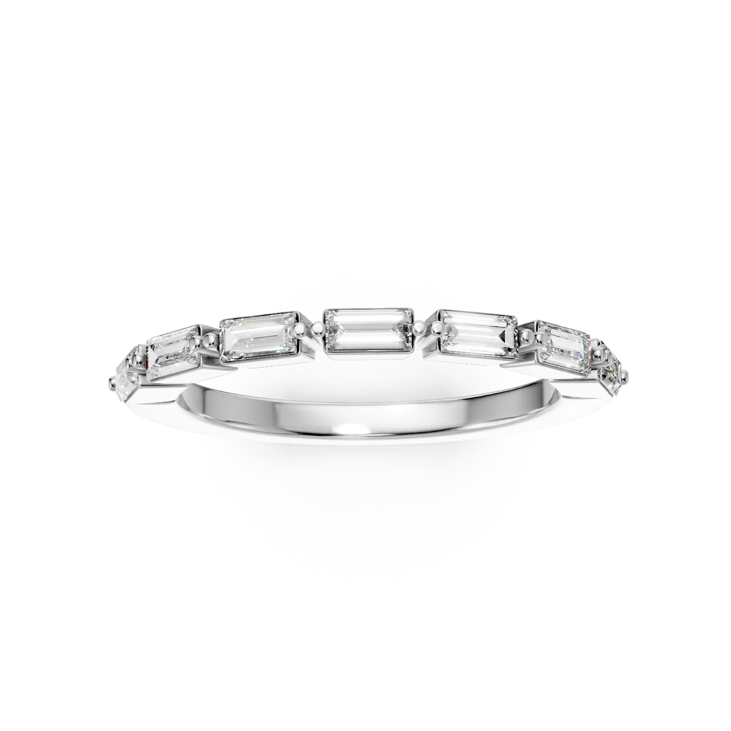 Inel semi eternity din aur alb cu diamante de 0.4ct create in laborator