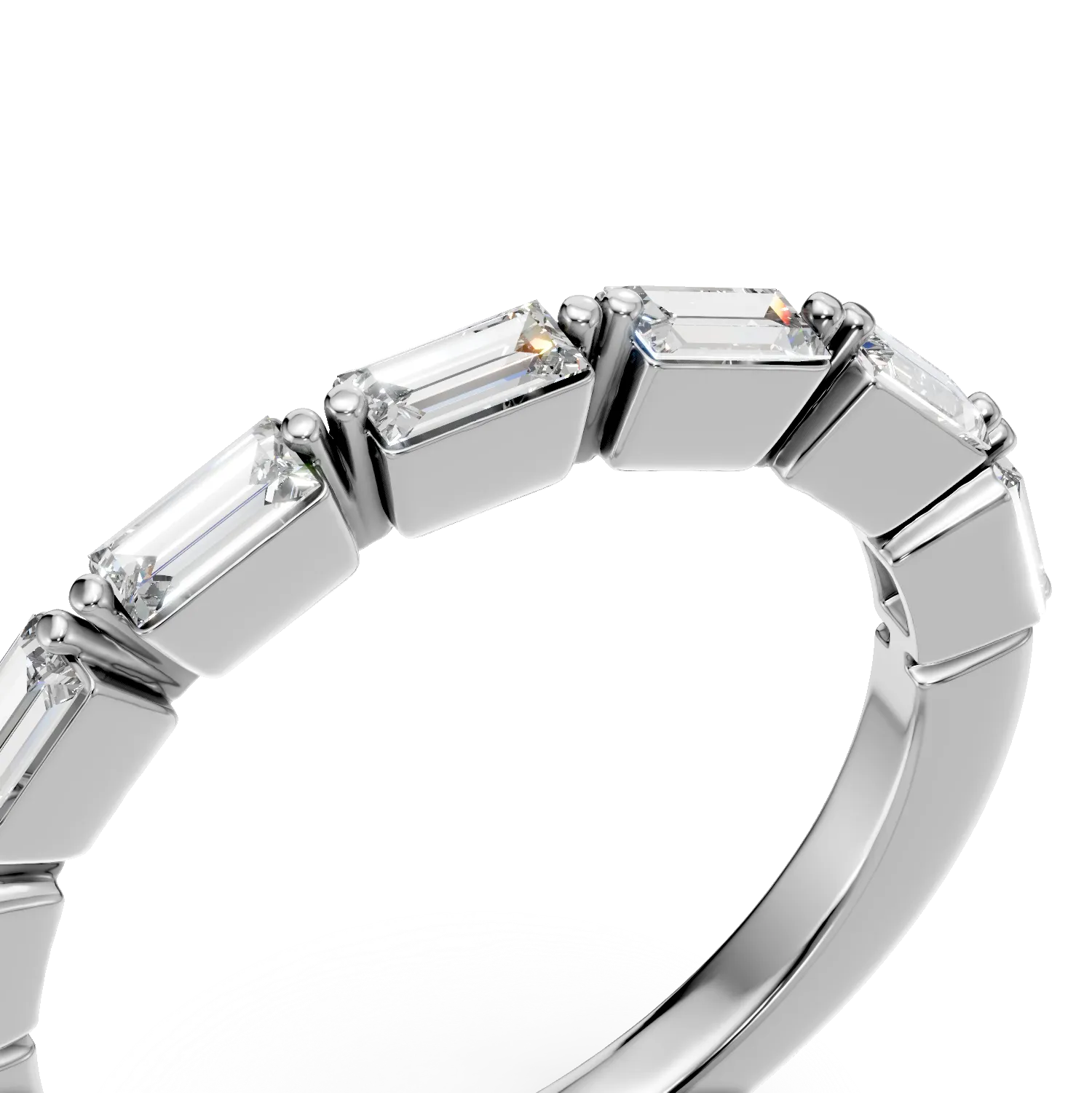 Inel semi eternity din aur alb cu diamante de 0.4ct create in laborator