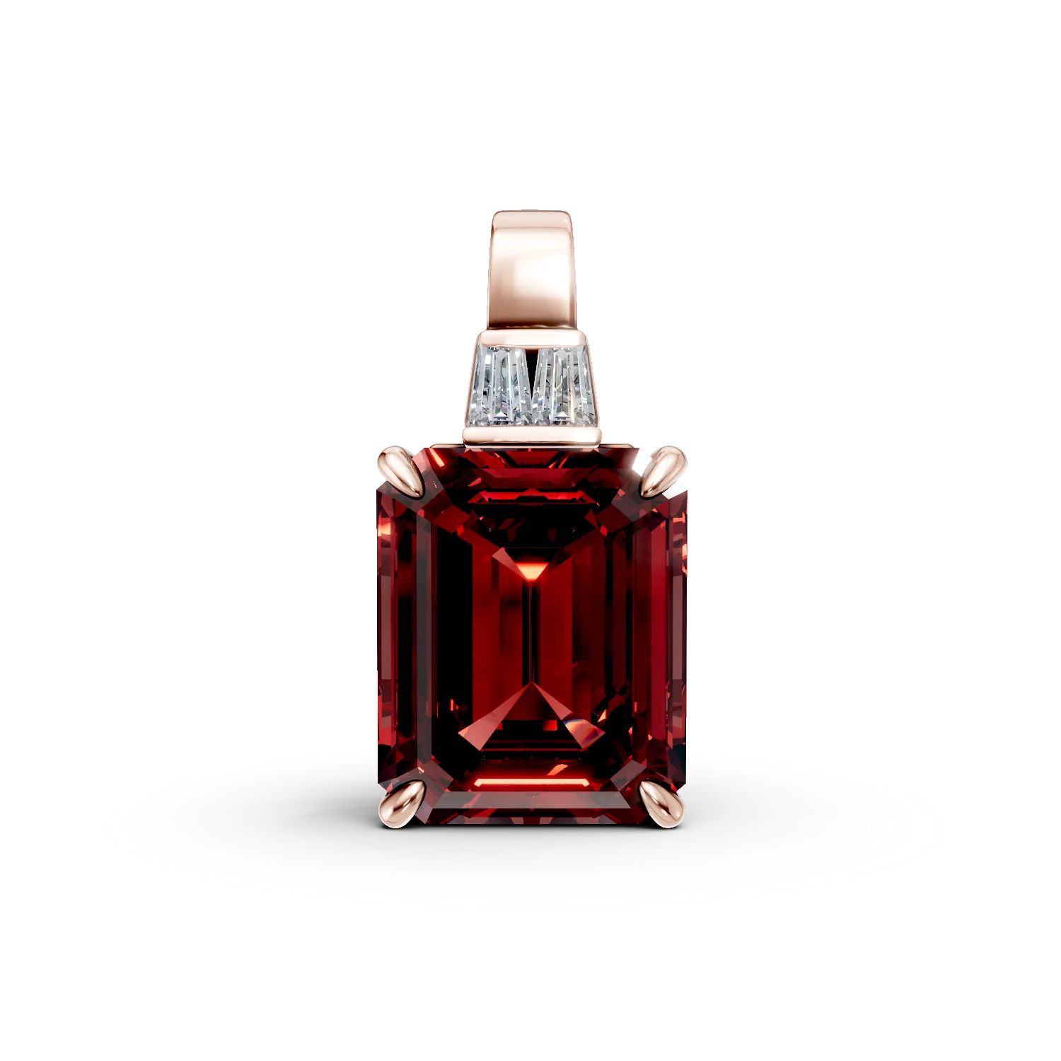 Pandantiv din aur roz cu rubine si diamante de 4.7ct create in laborator