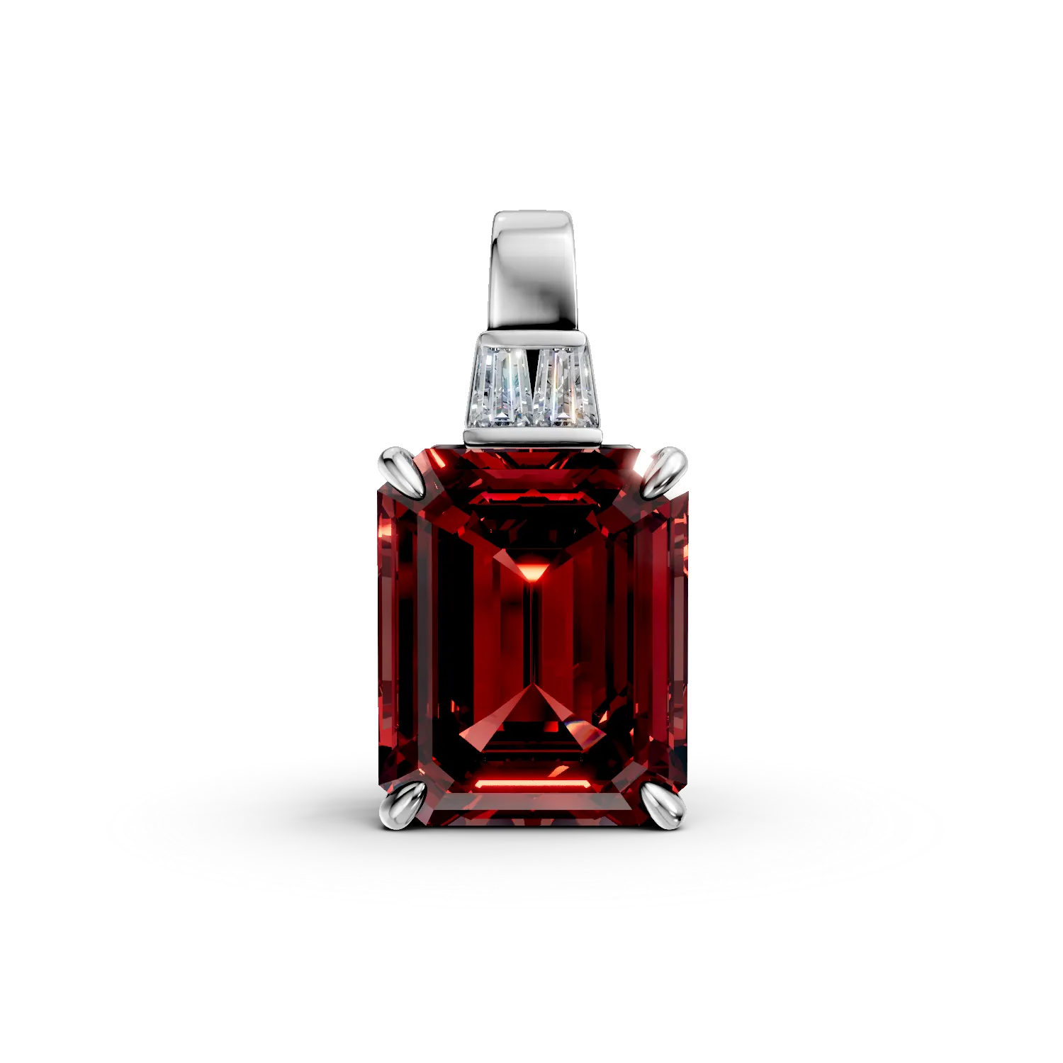 Pandantiv din aur alb cu rubine si diamante de 4.8ct create in laborator