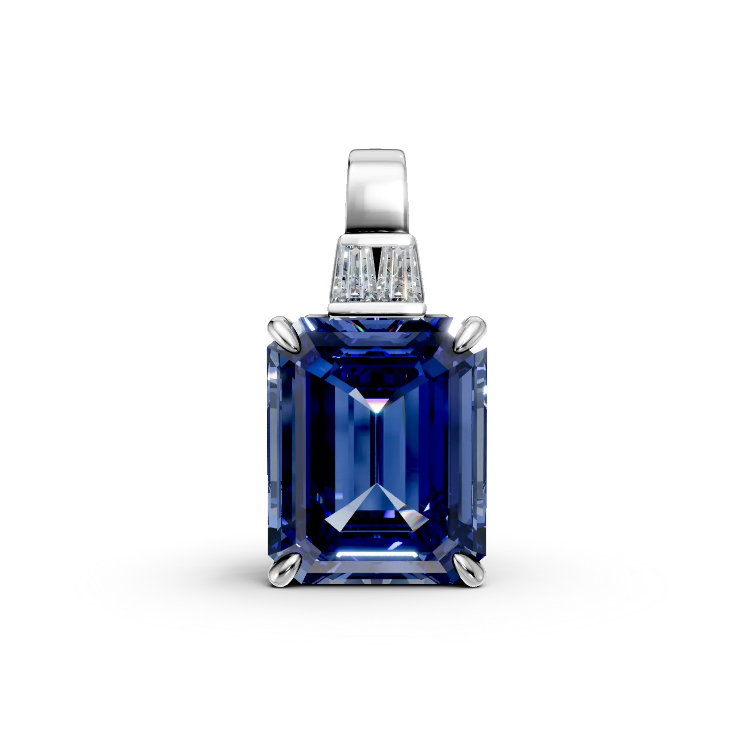 Pandantiv din aur alb cu safire si diamante de 4.2ct create in laborator