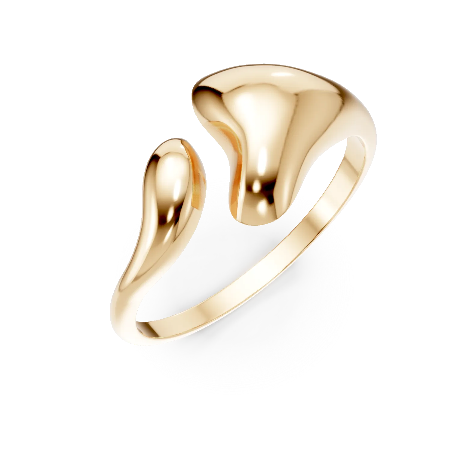 Inel deschis model abstract din argint galben