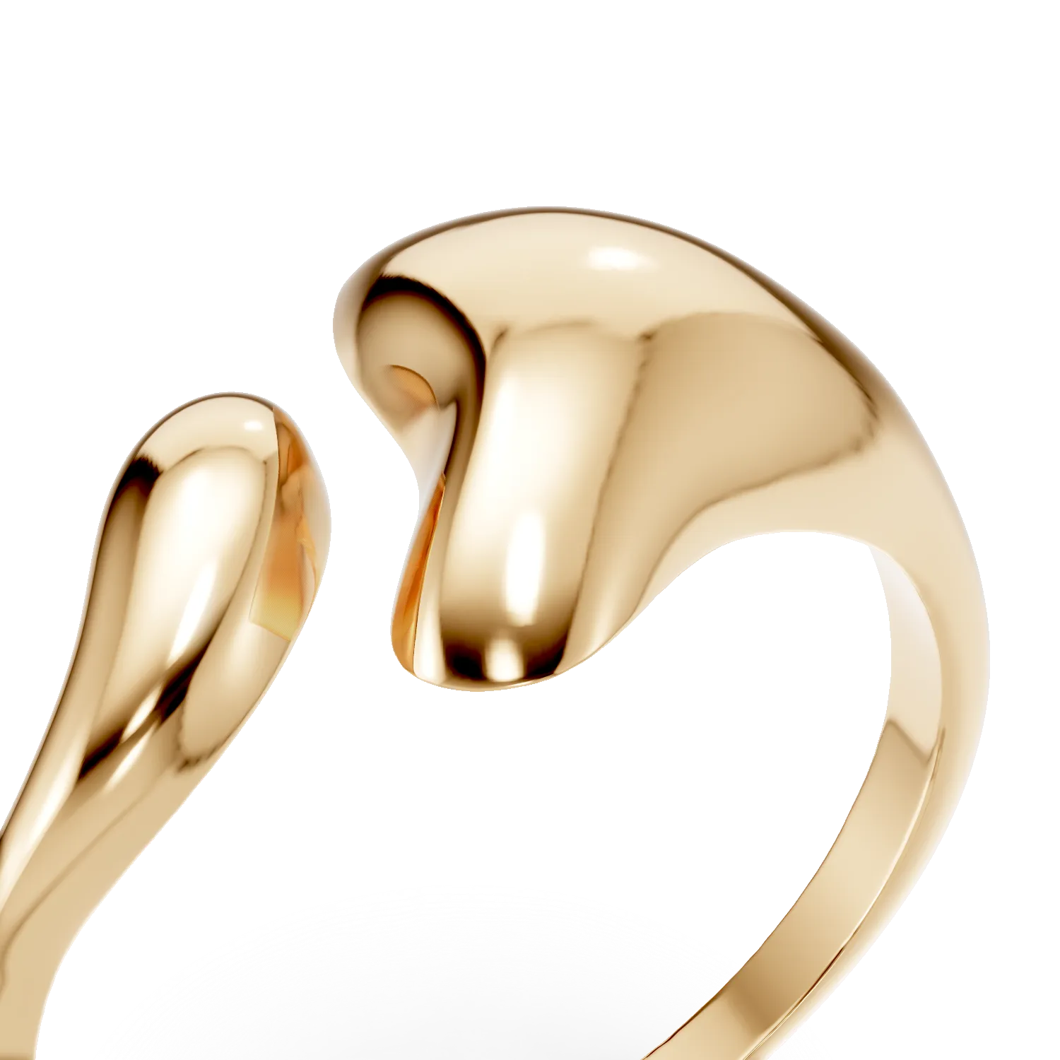 Inel deschis model abstract din argint galben