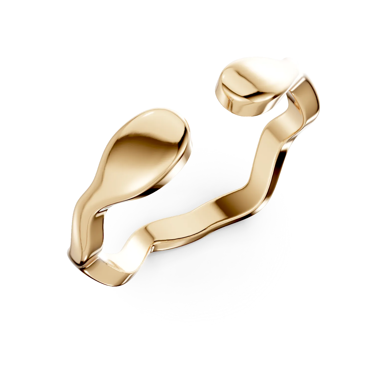 Inel deschis model abstract din argint galben