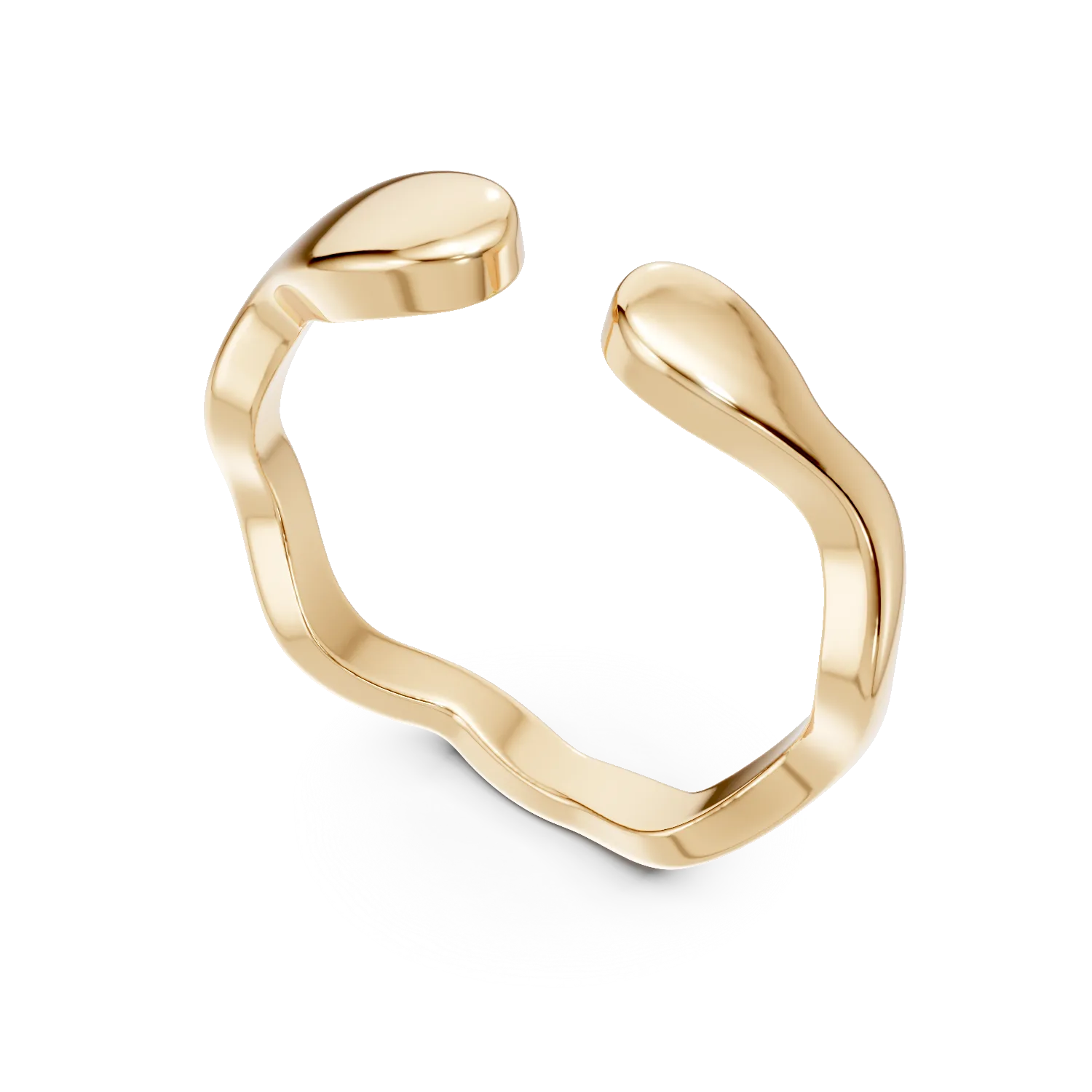 Inel deschis model abstract din argint galben - imagine 2