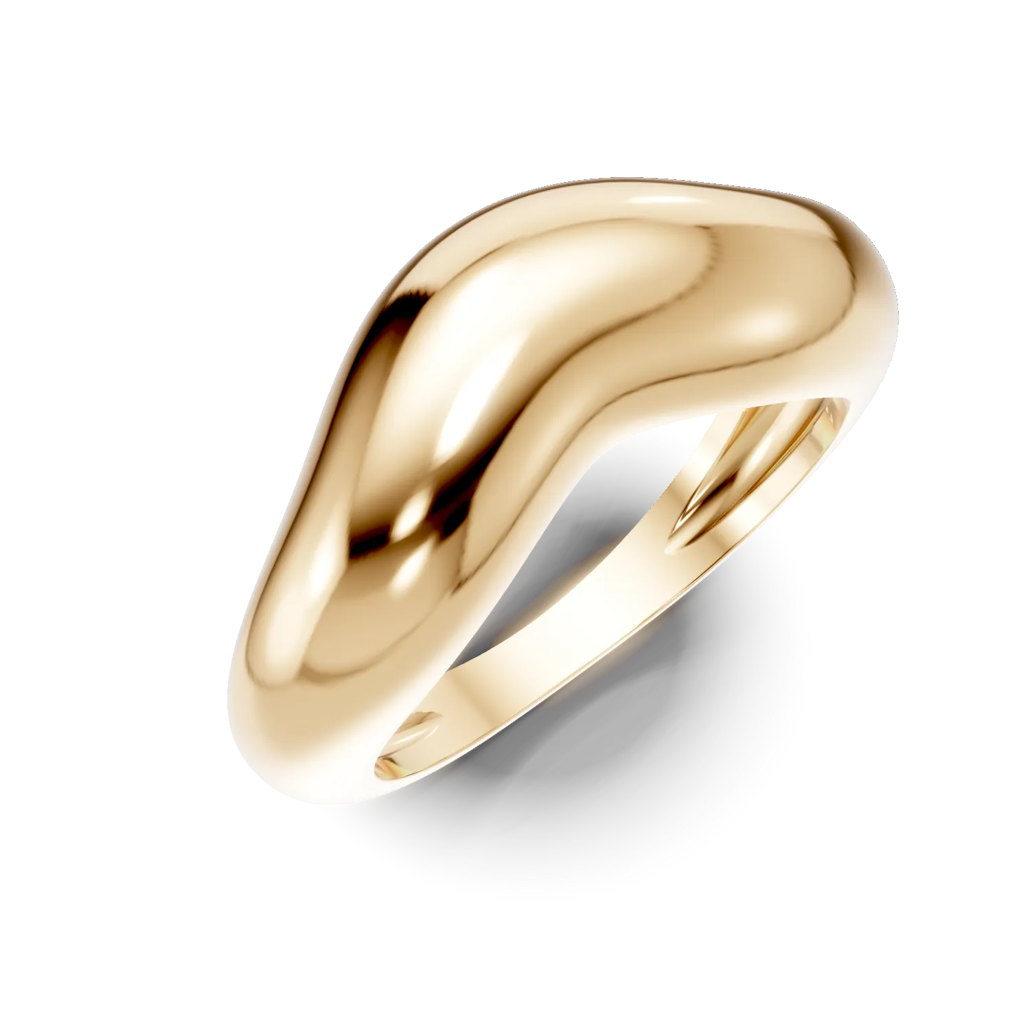 Inel model abstract din argint galben