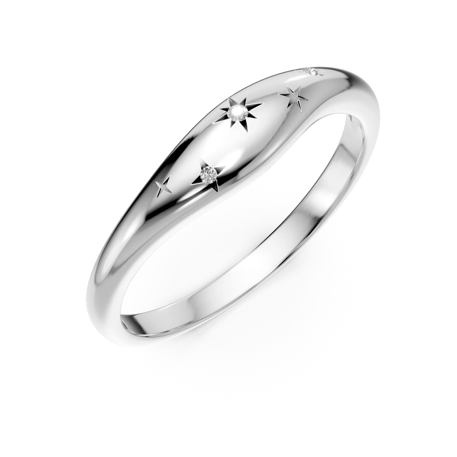 Inel din argint cu stelute si zirconii