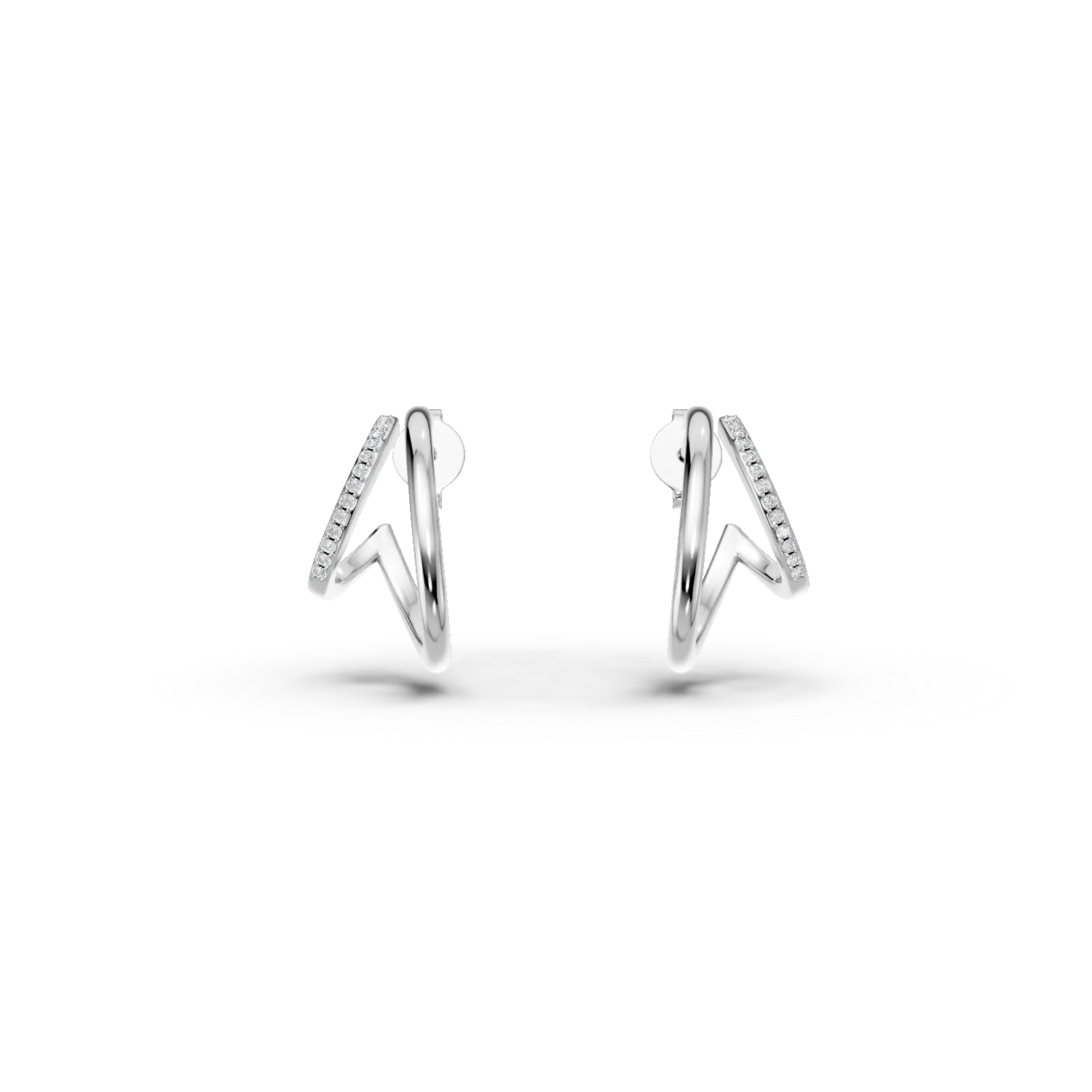 Cercei dubli model abstract din argint cu zirconii
