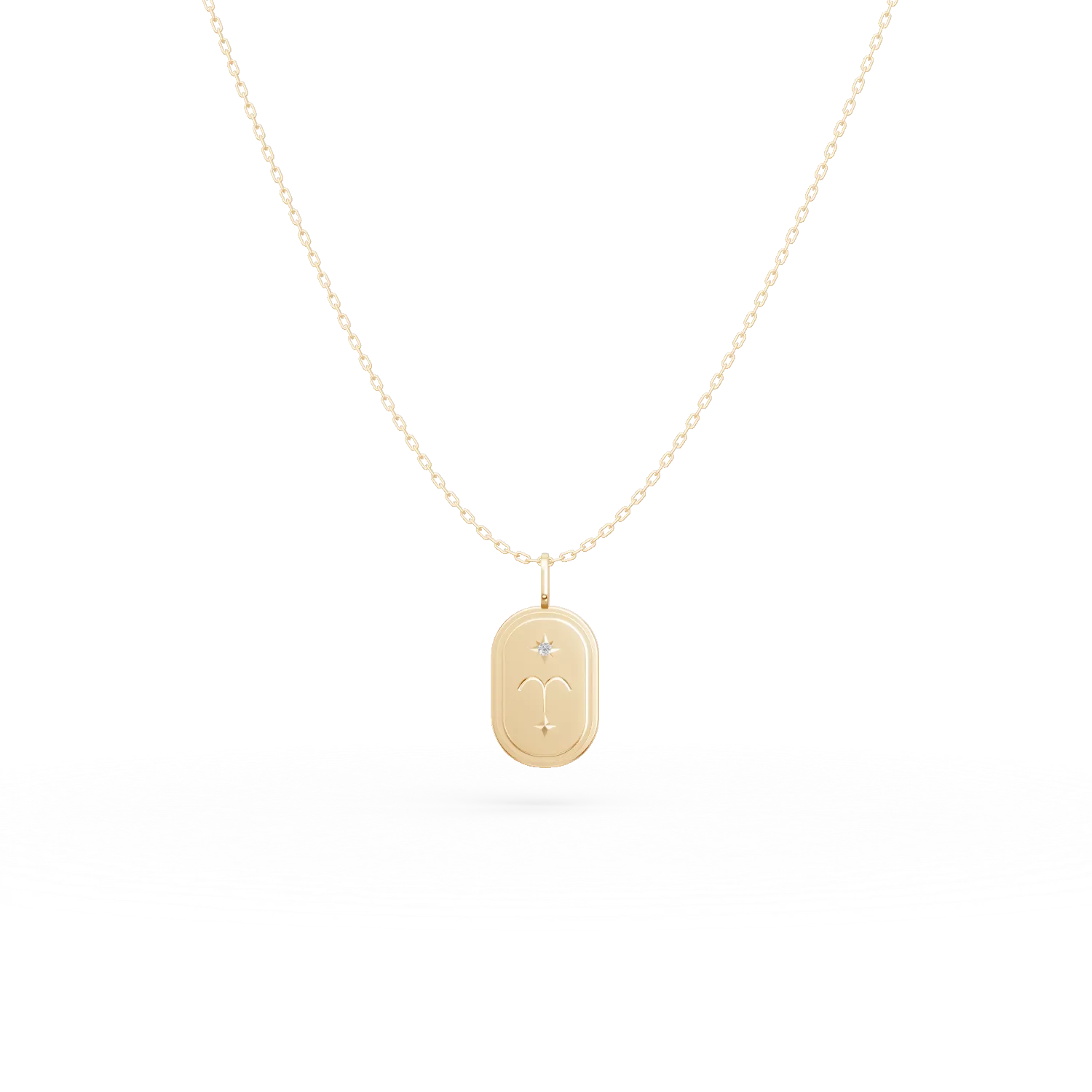 Lant cu pandantiv semn zodiacal Berbec din argint galben cu zirconia champagne