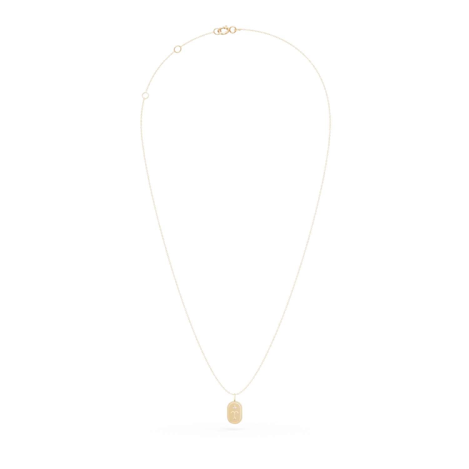 Lant cu pandantiv semn zodiacal Berbec din argint galben cu zirconia champagne