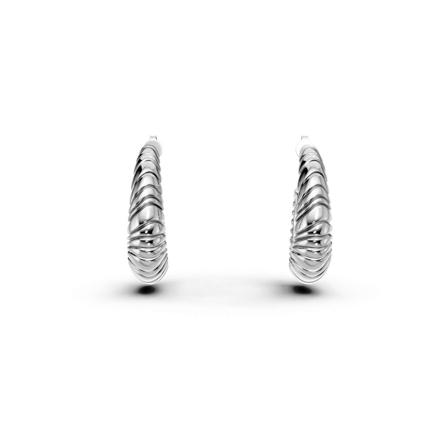 Cercei semi rotunzi cu striatii din argint