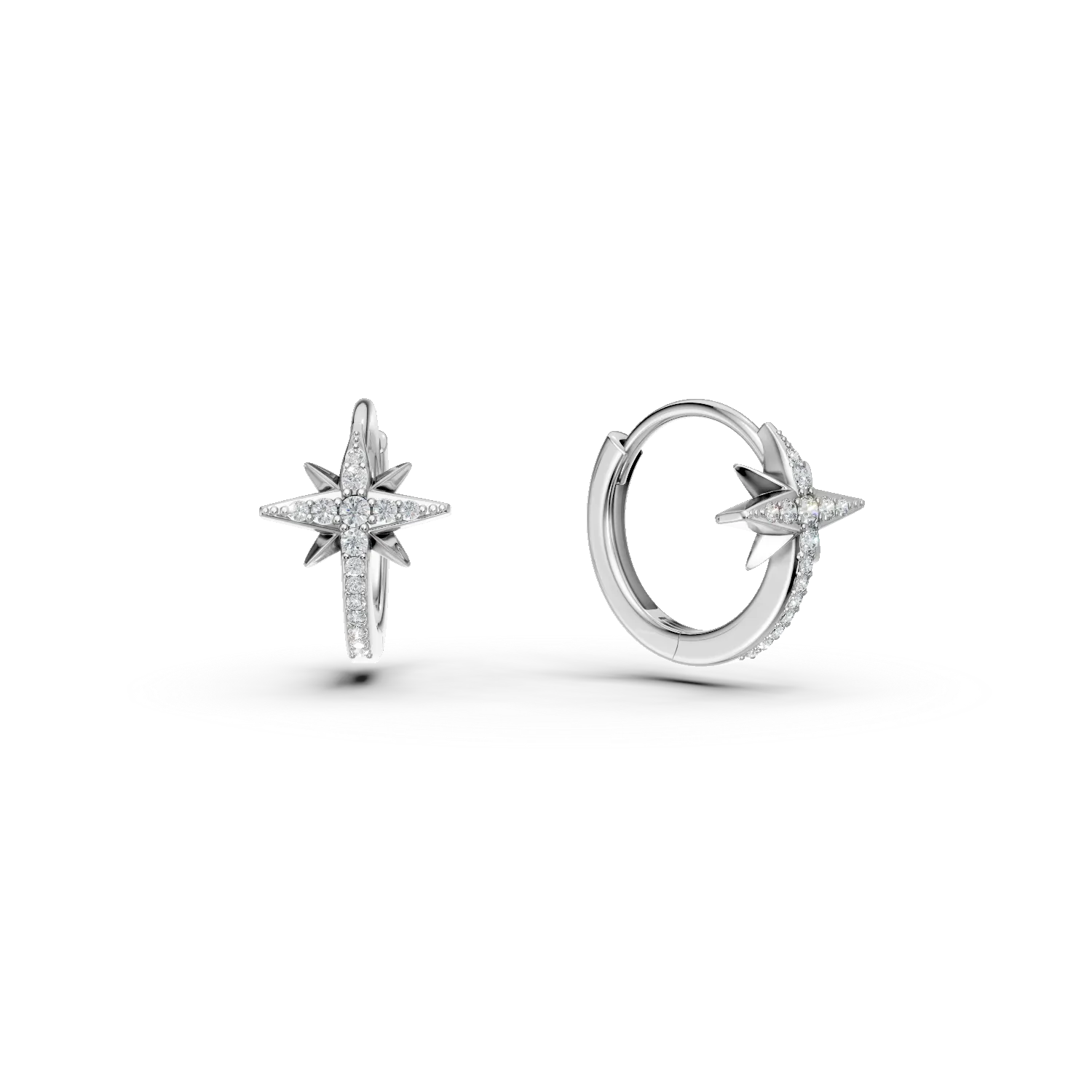 Cercei creole cu stelute din argint cu zirconii