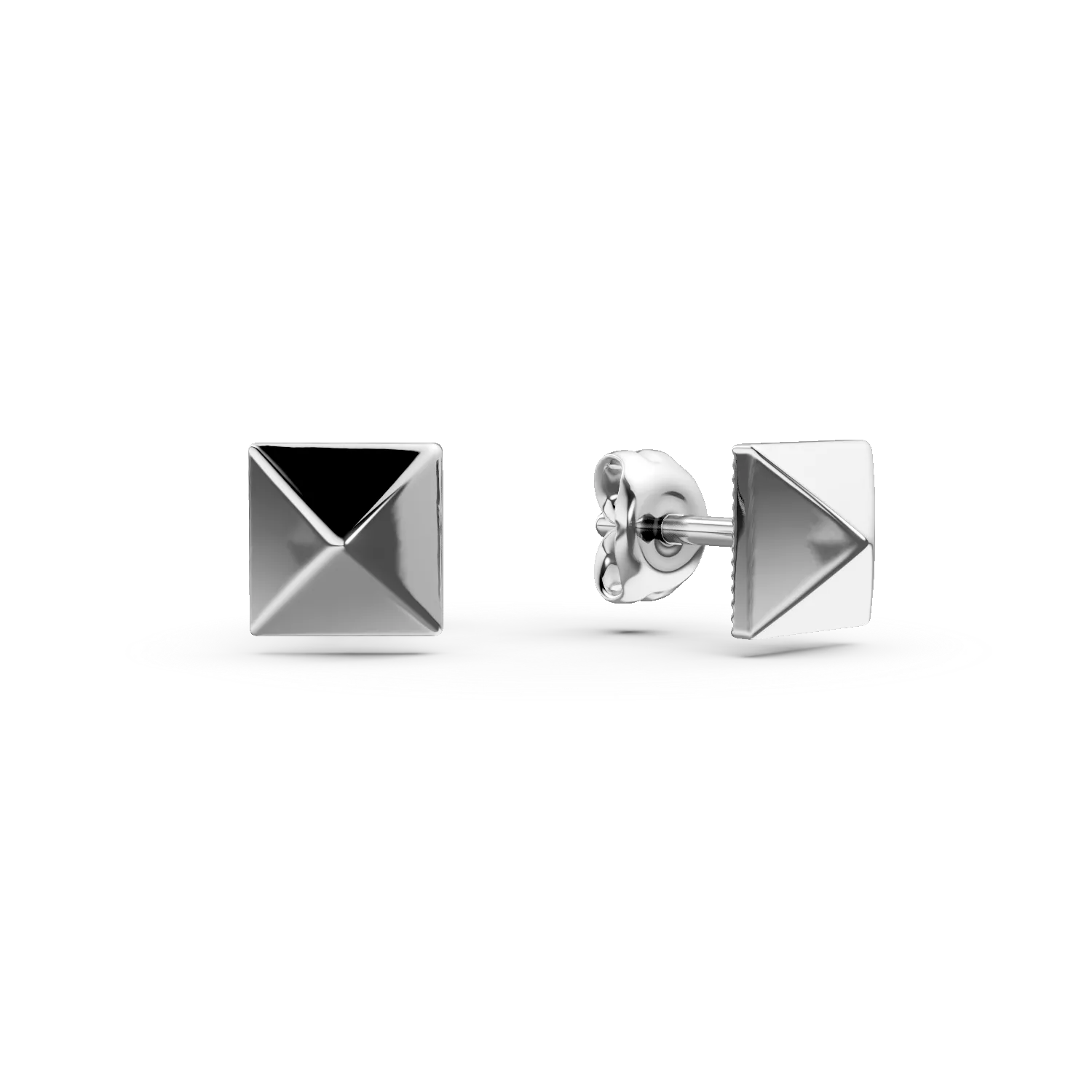 Cercei geometrici din aur alb