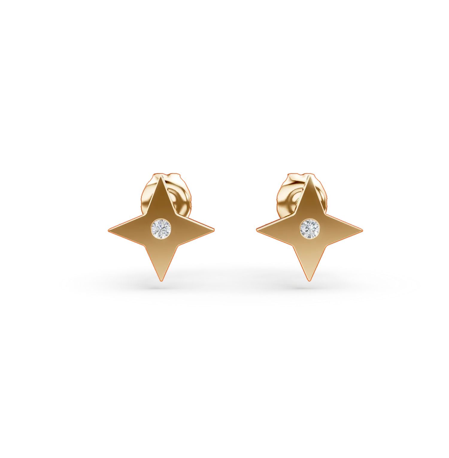 Cercei stelute din aur galben cu zirconii