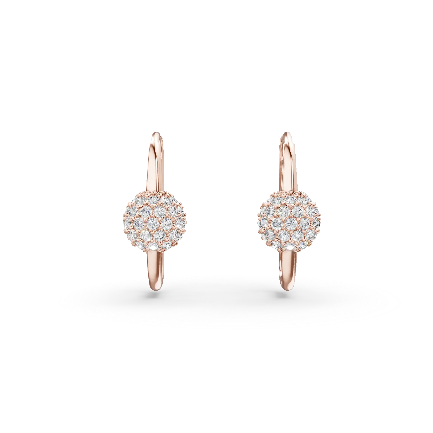 Cercei ovali din aur roz cu zirconii