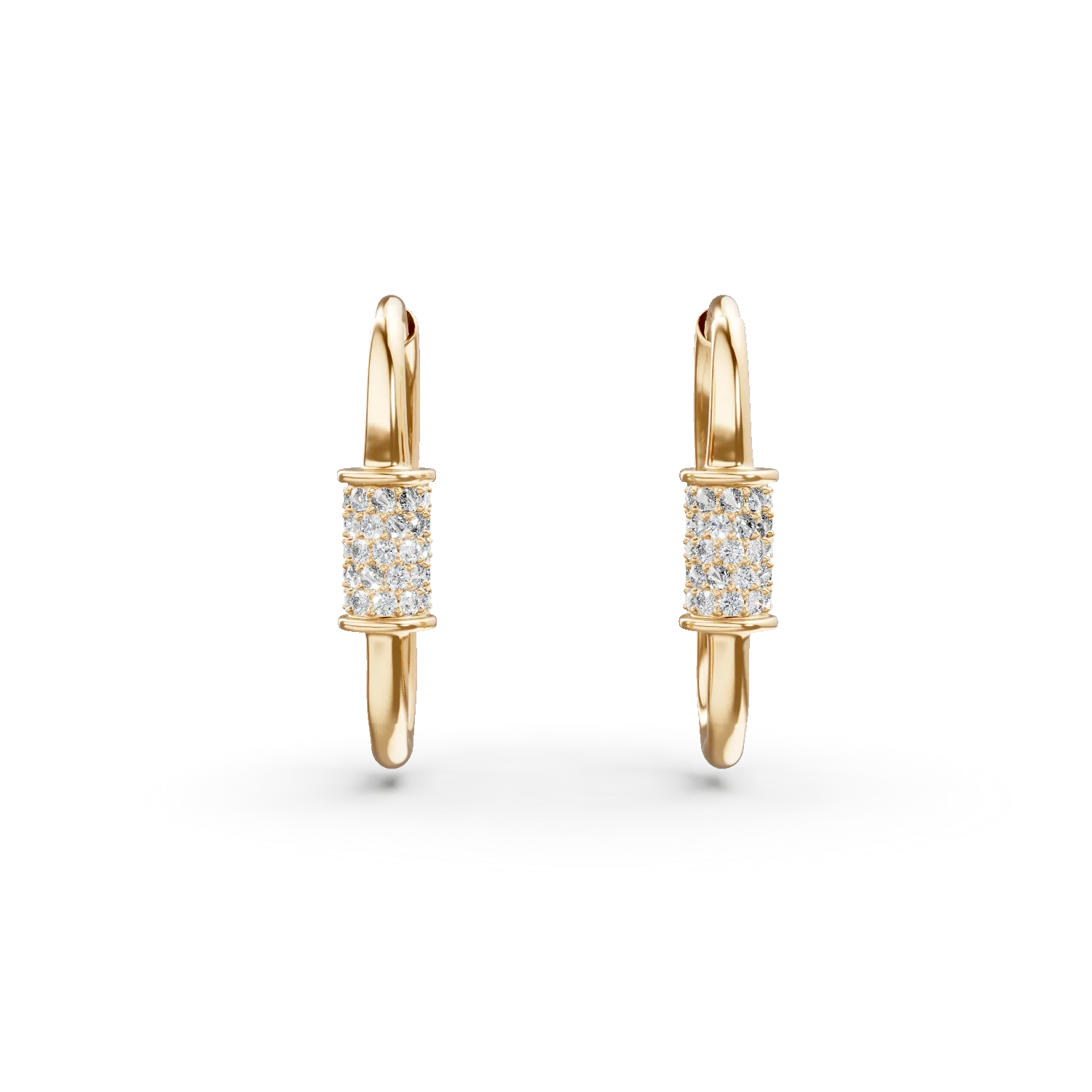 Cercei geometrici din aur galben cu zirconii