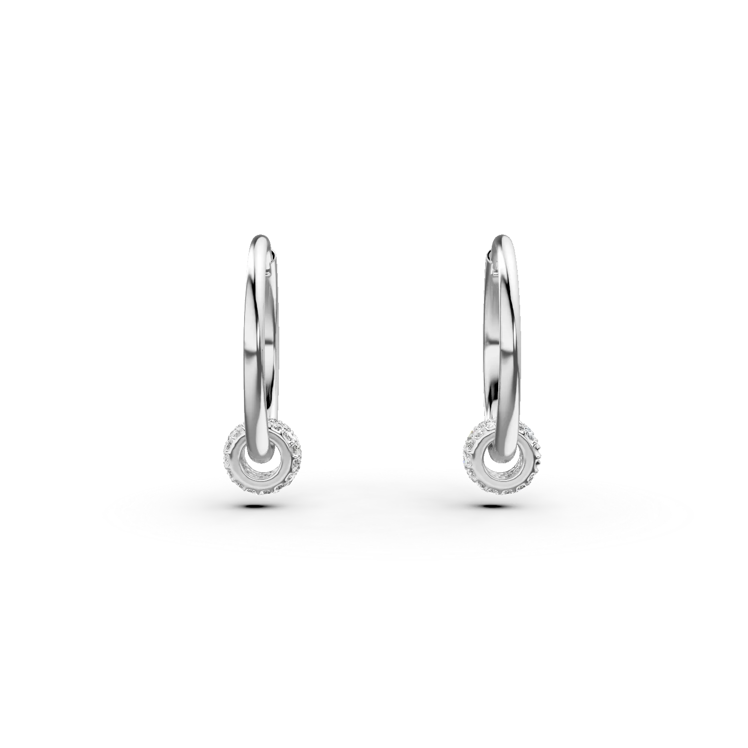 Cercei creole din aur alb cu zirconii