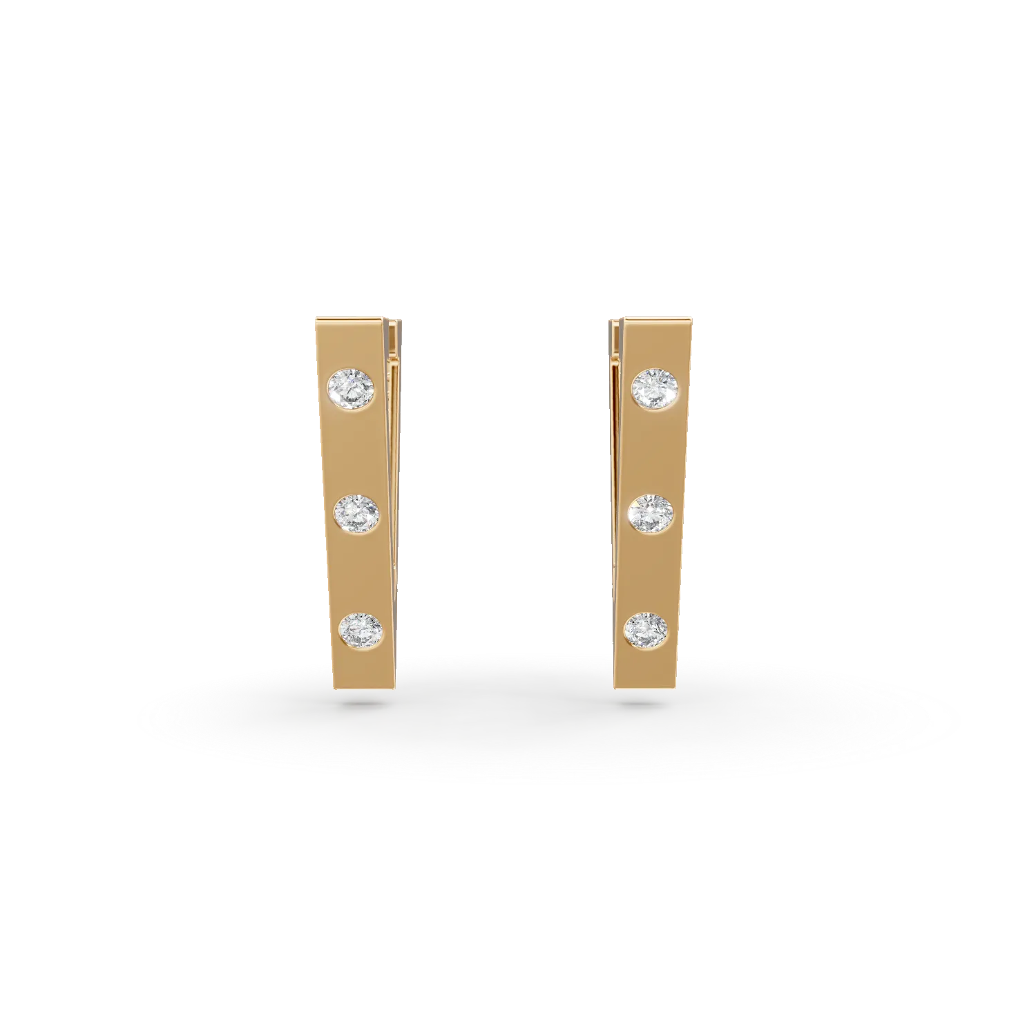 Cercei geometrici din aur galben cu zirconii