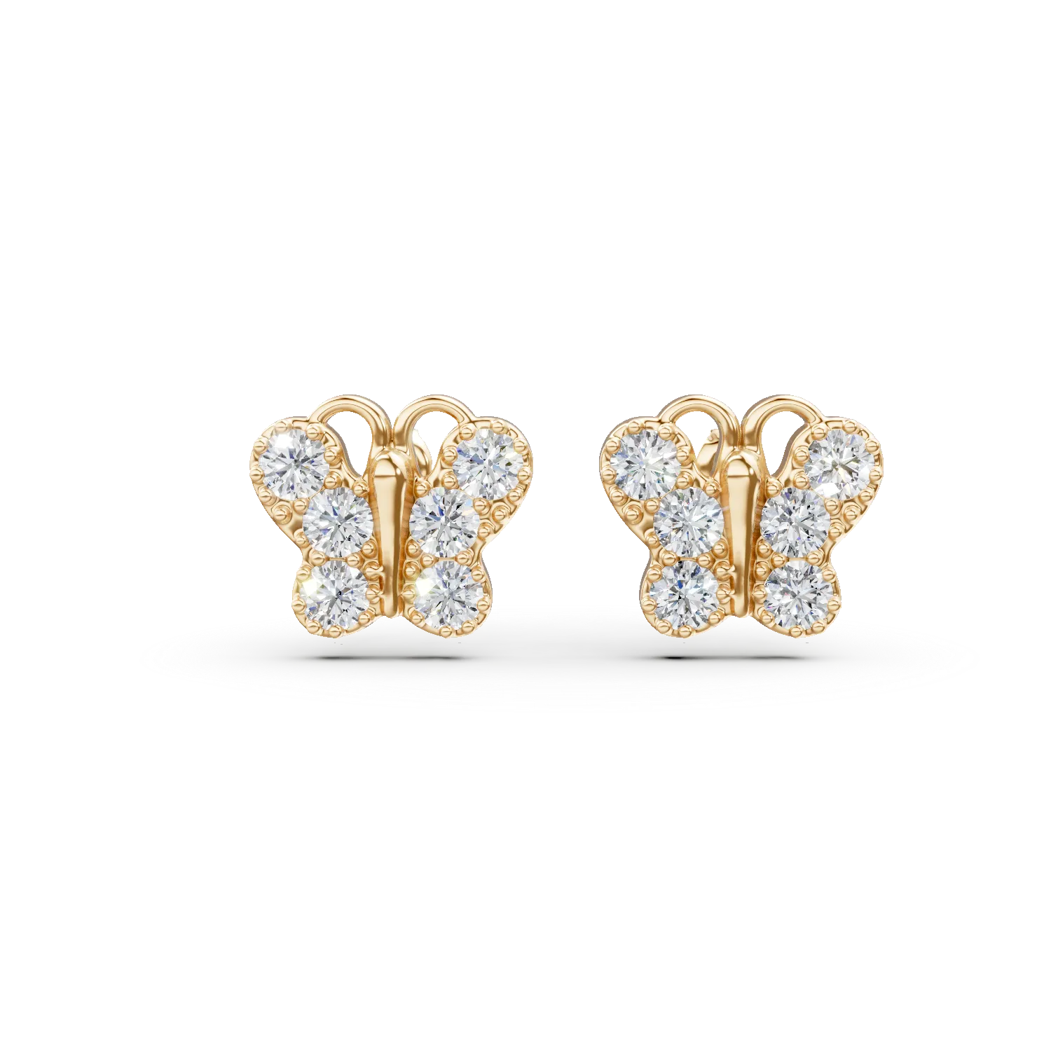 Cercei fluturi din aur galben cu zirconii