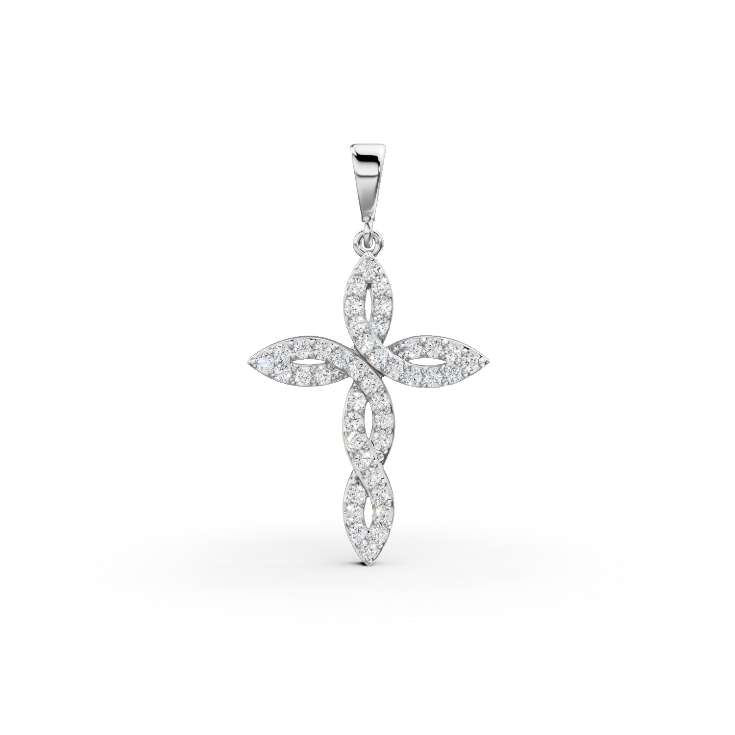 Pandantiv cruce din aur alb cu zirconii