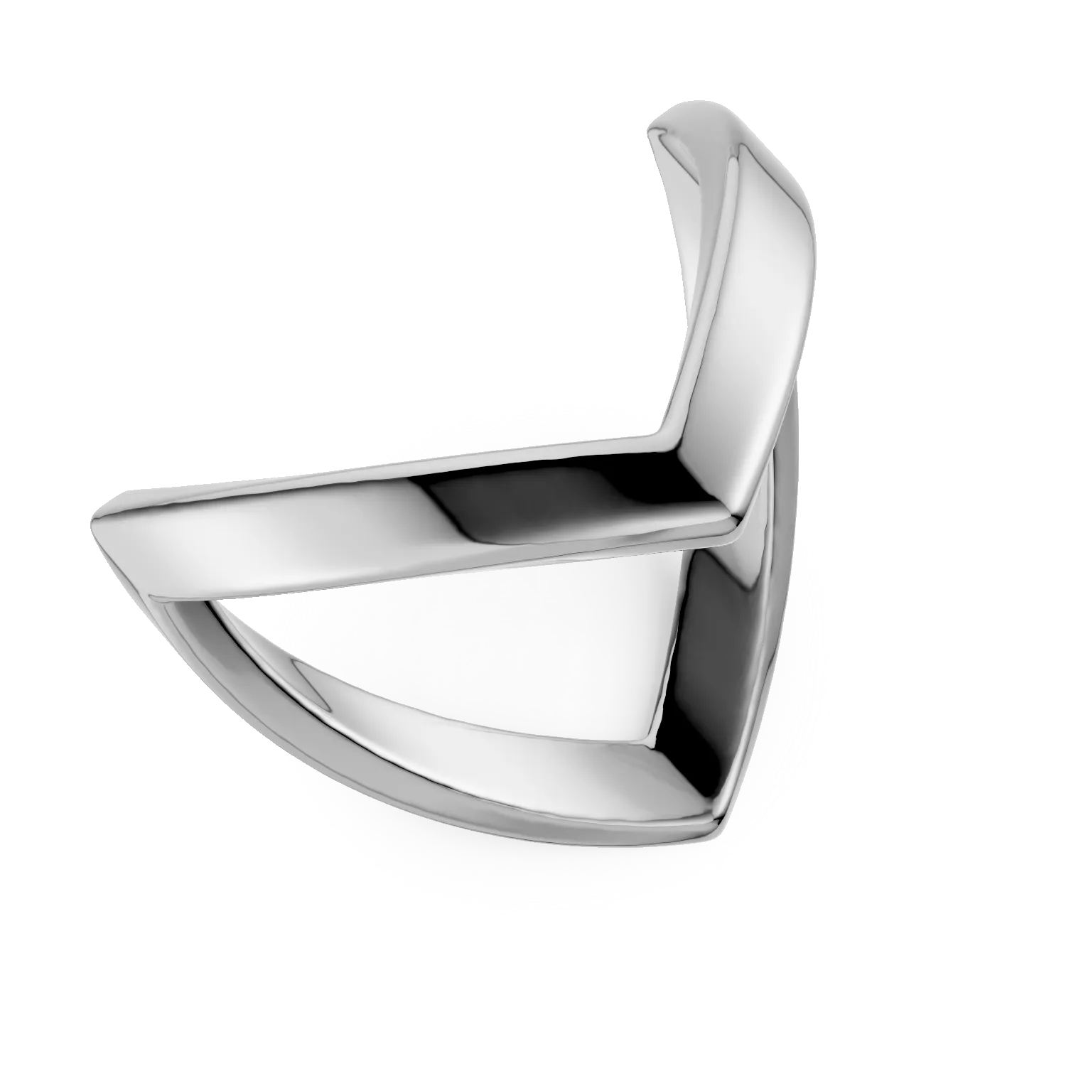 Inel geometric din aur alb