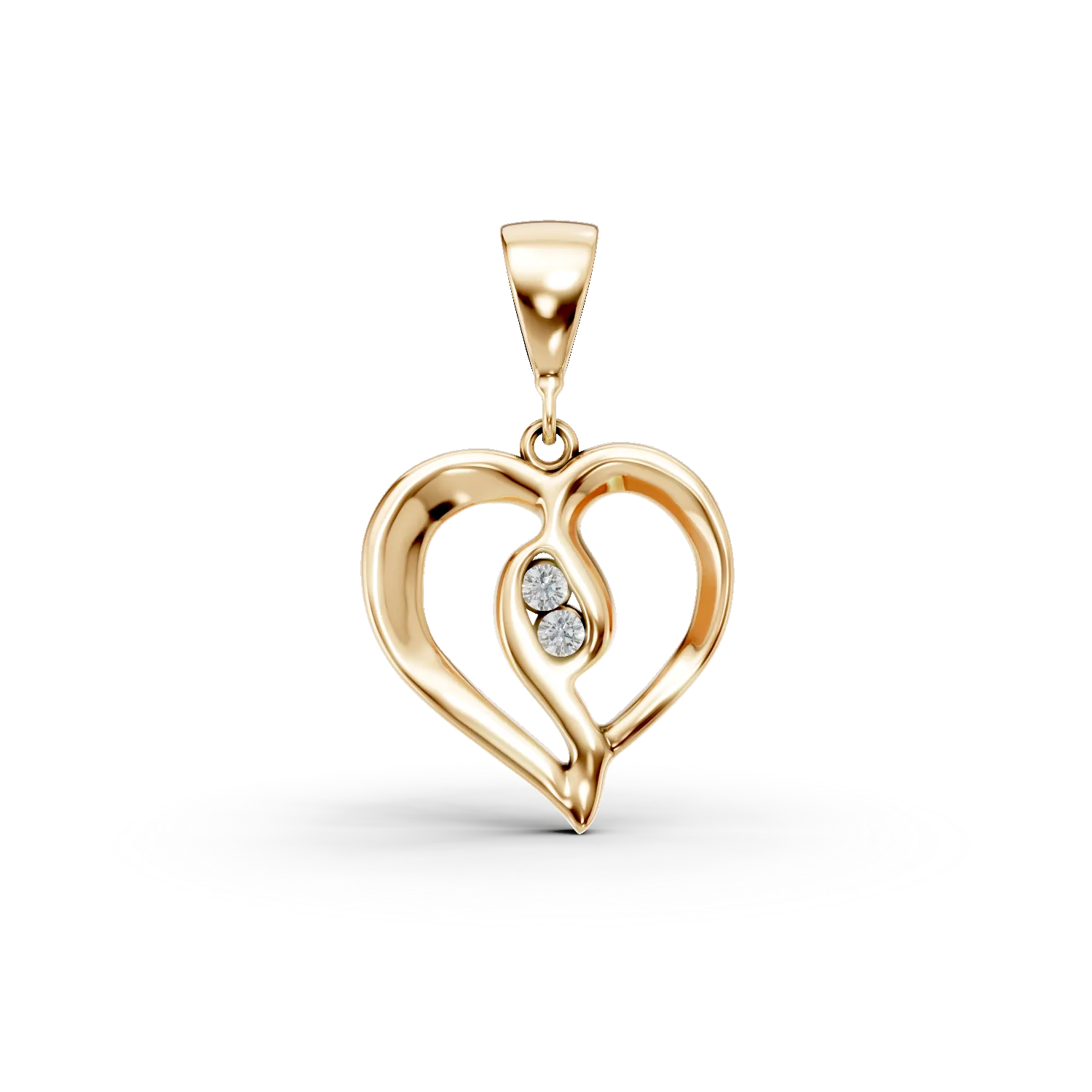 Pandantiv inimioara din aur galben cu zirconii - imagine 6