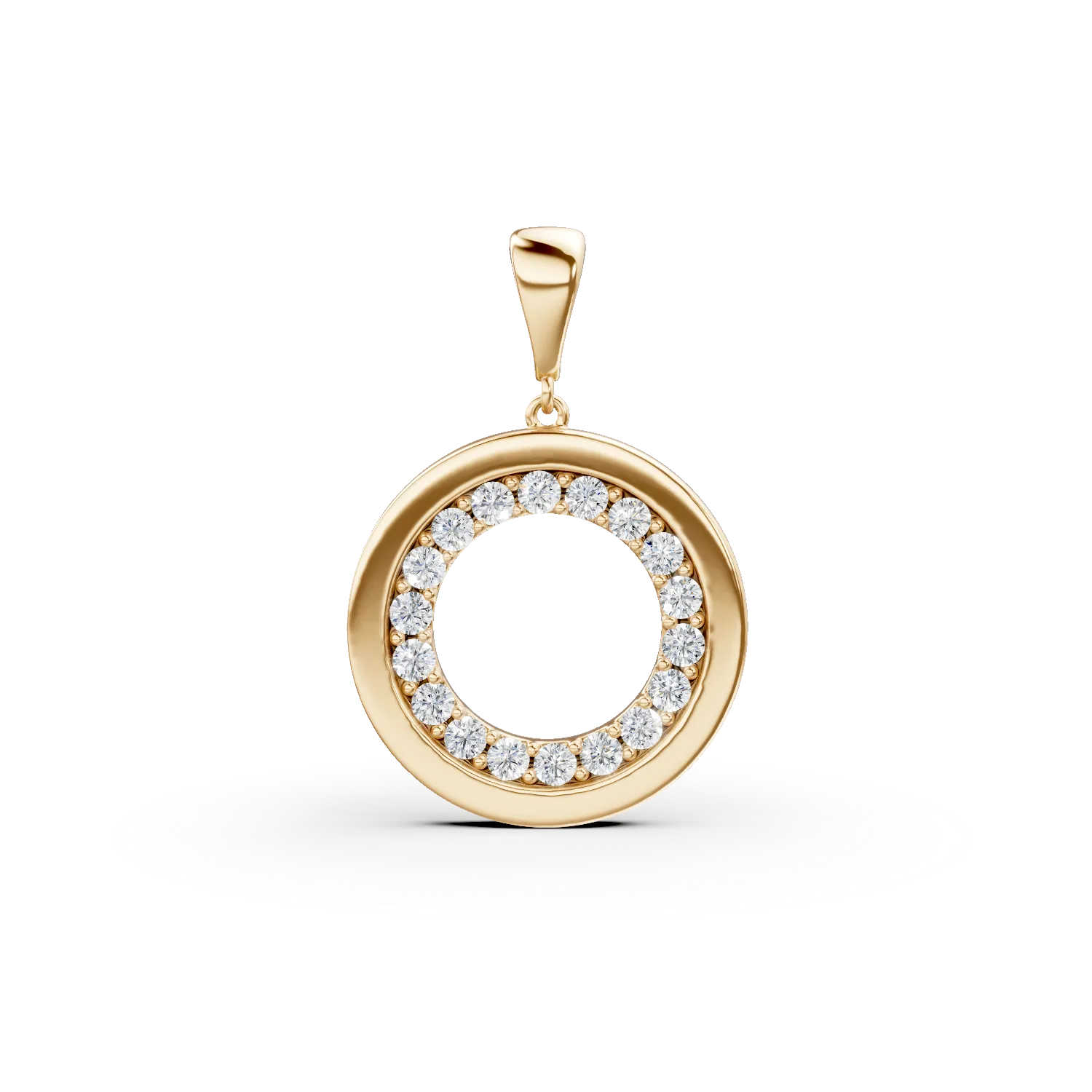 Pandantiv cerc din aur galben cu zirconii