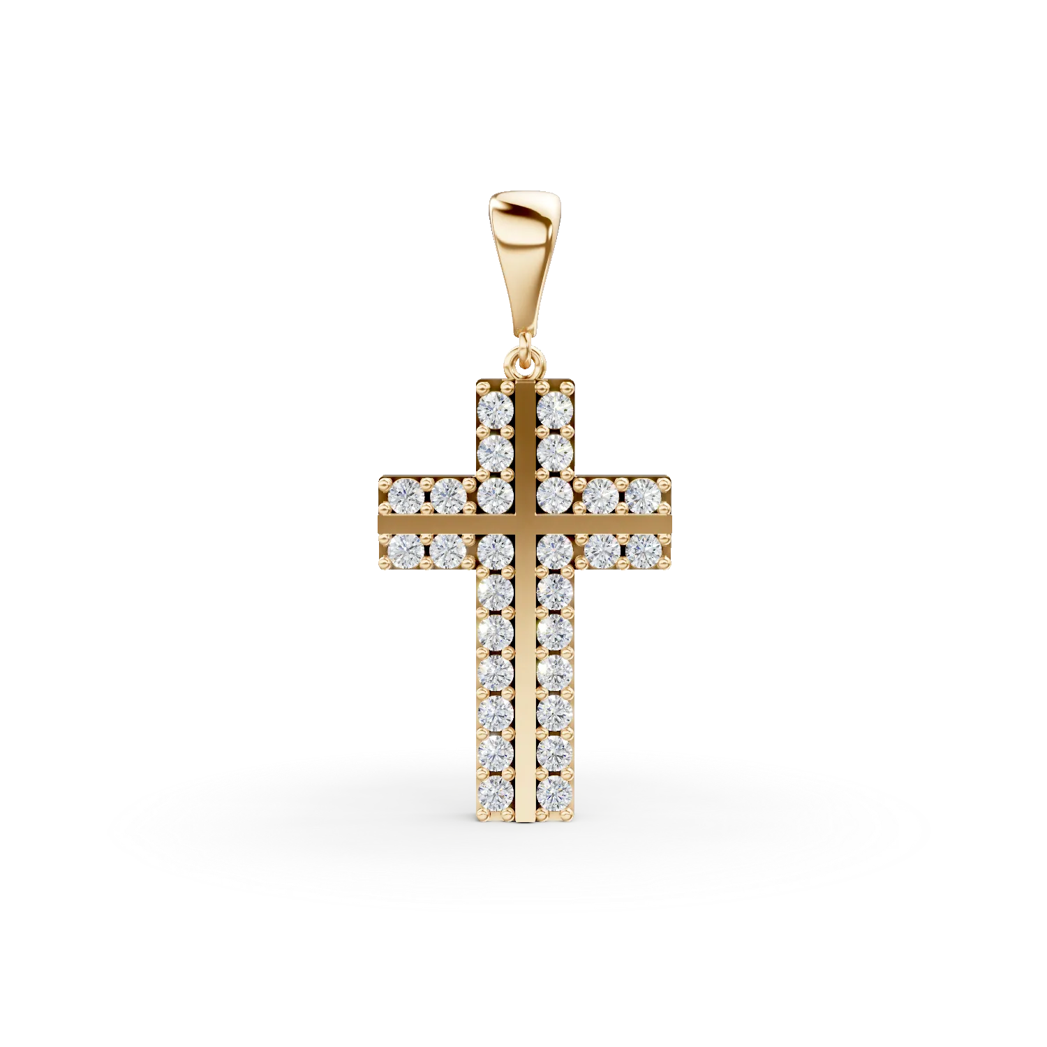 Pandantiv cruce din aur galben cu zirconii