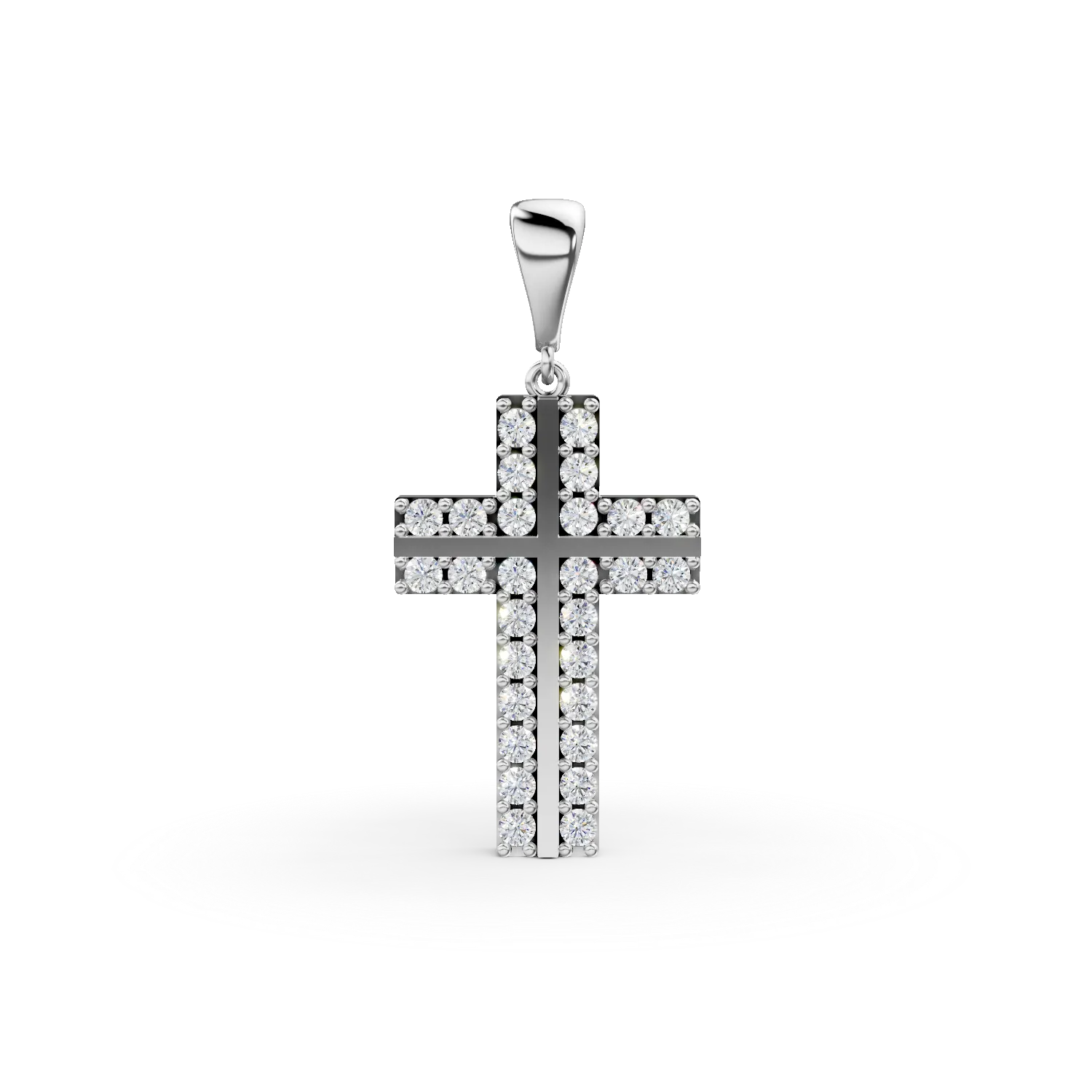 Pandantiv cruce din aur alb cu zirconii
