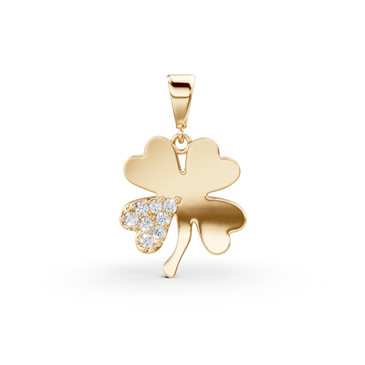 Pandantiv trifoi din aur galben cu zirconii - imagine 6