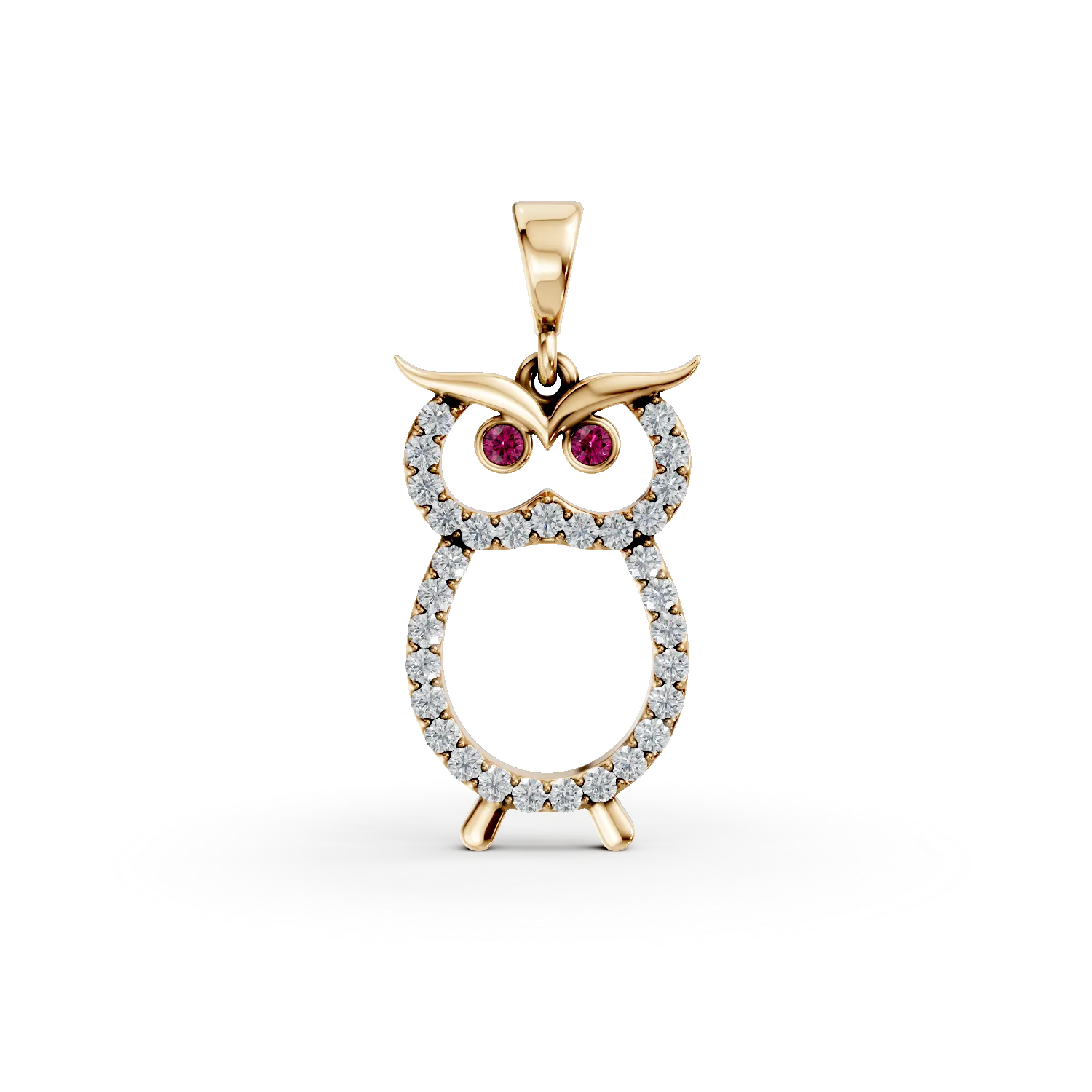 Pandantiv bufnita din aur galben cu zirconii - imagine 6