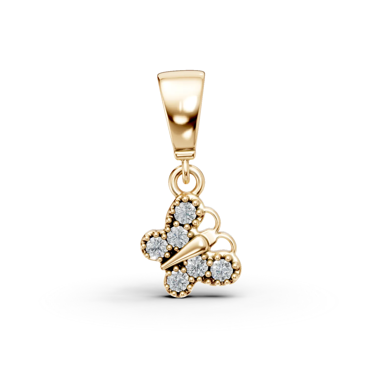 Pandantiv fluturas din aur galben cu zirconii