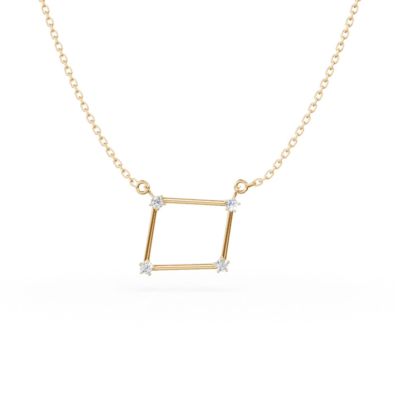 Lant cu pandantiv geometric din aur galben cu zirconii - imagine 7