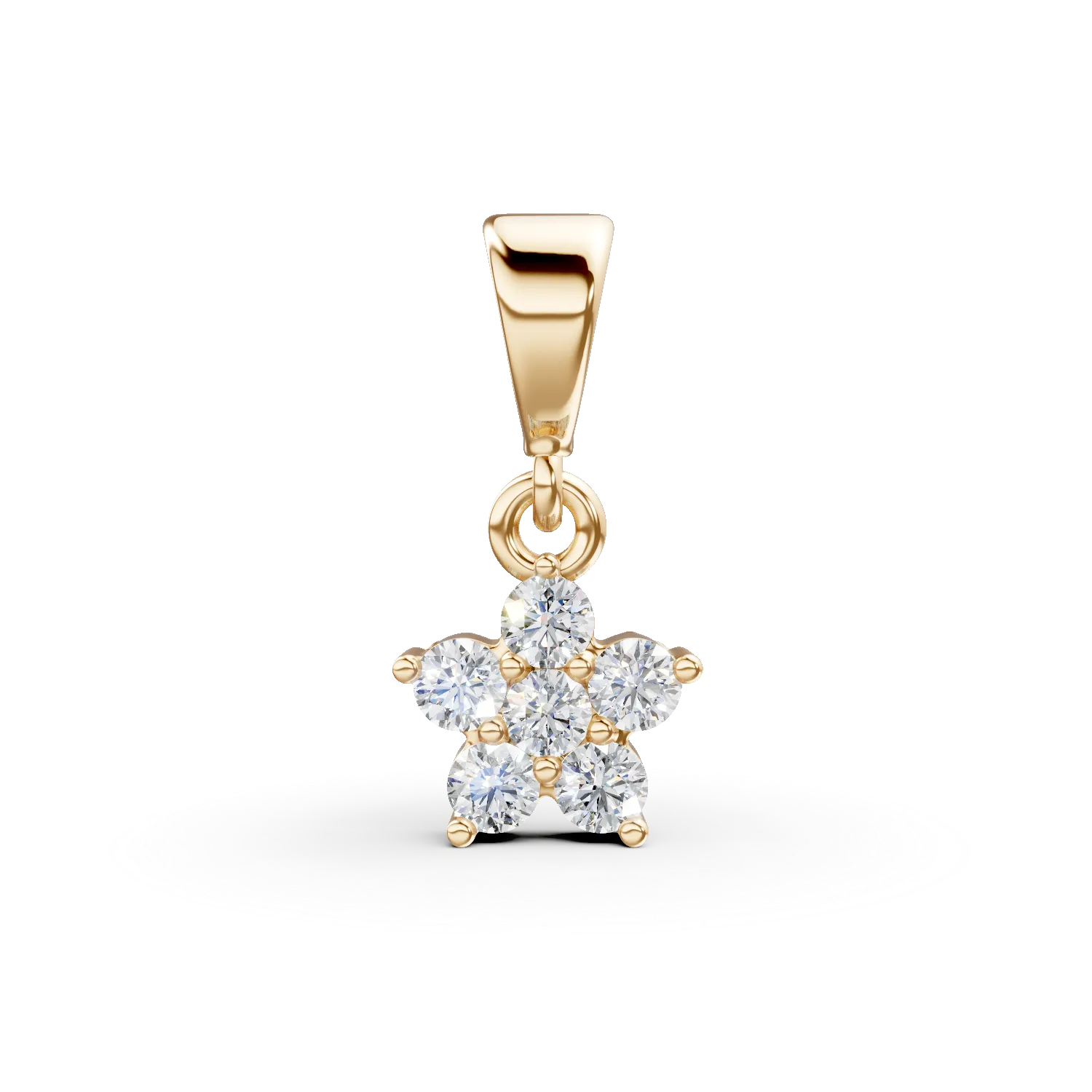 Pandantiv floare din aur galben cu zirconii