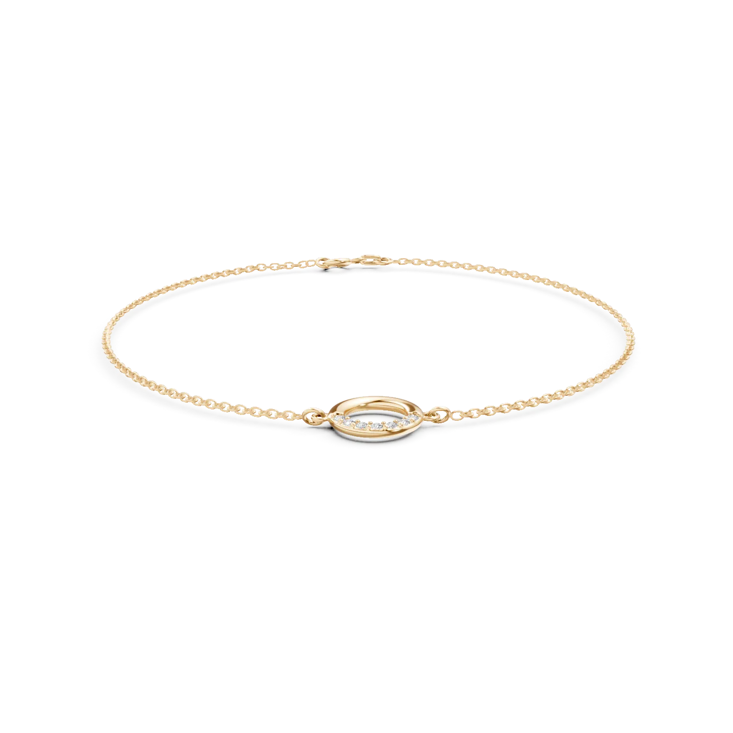 Bratara cu pandantiv cerc din aur galben cu zirconii