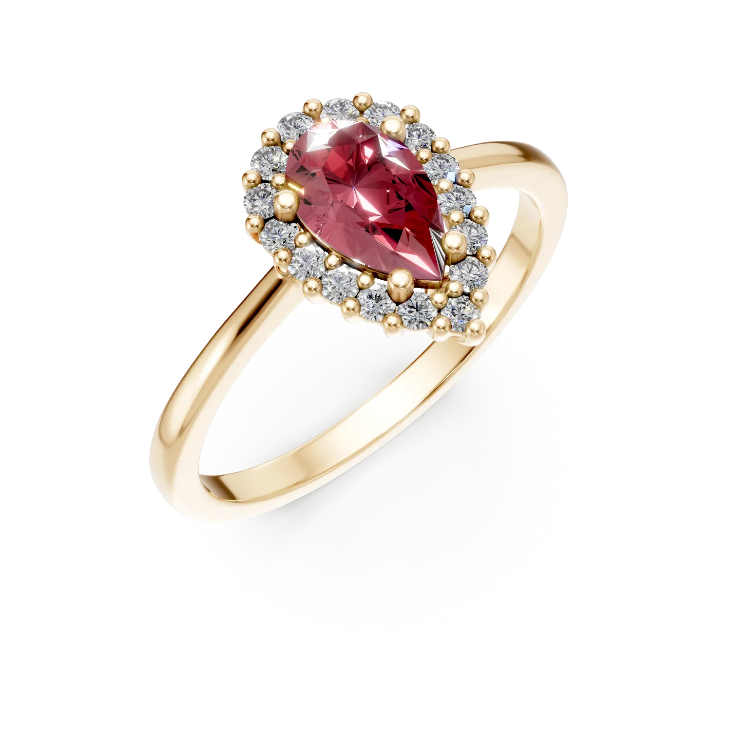 Inel lacrima din aur galben cu zirconii albe si rosu inchis Apparel & Accessories > Jewelry > Rings DAAR 2 Inel lacrima din aur galben cu zirconii albe si rosu inchis Apparel & Accessories > Jewelry > Rings DAAR 2