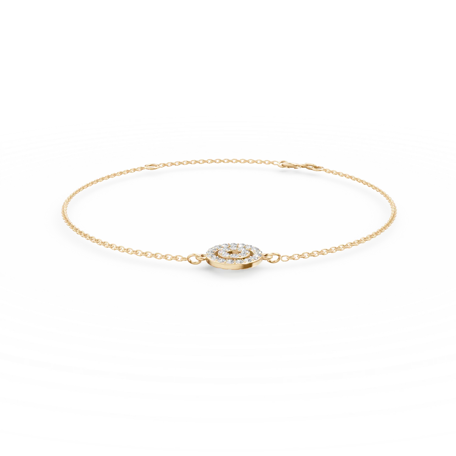Bratara cu pandantiv rotund din aur galben cu zirconii