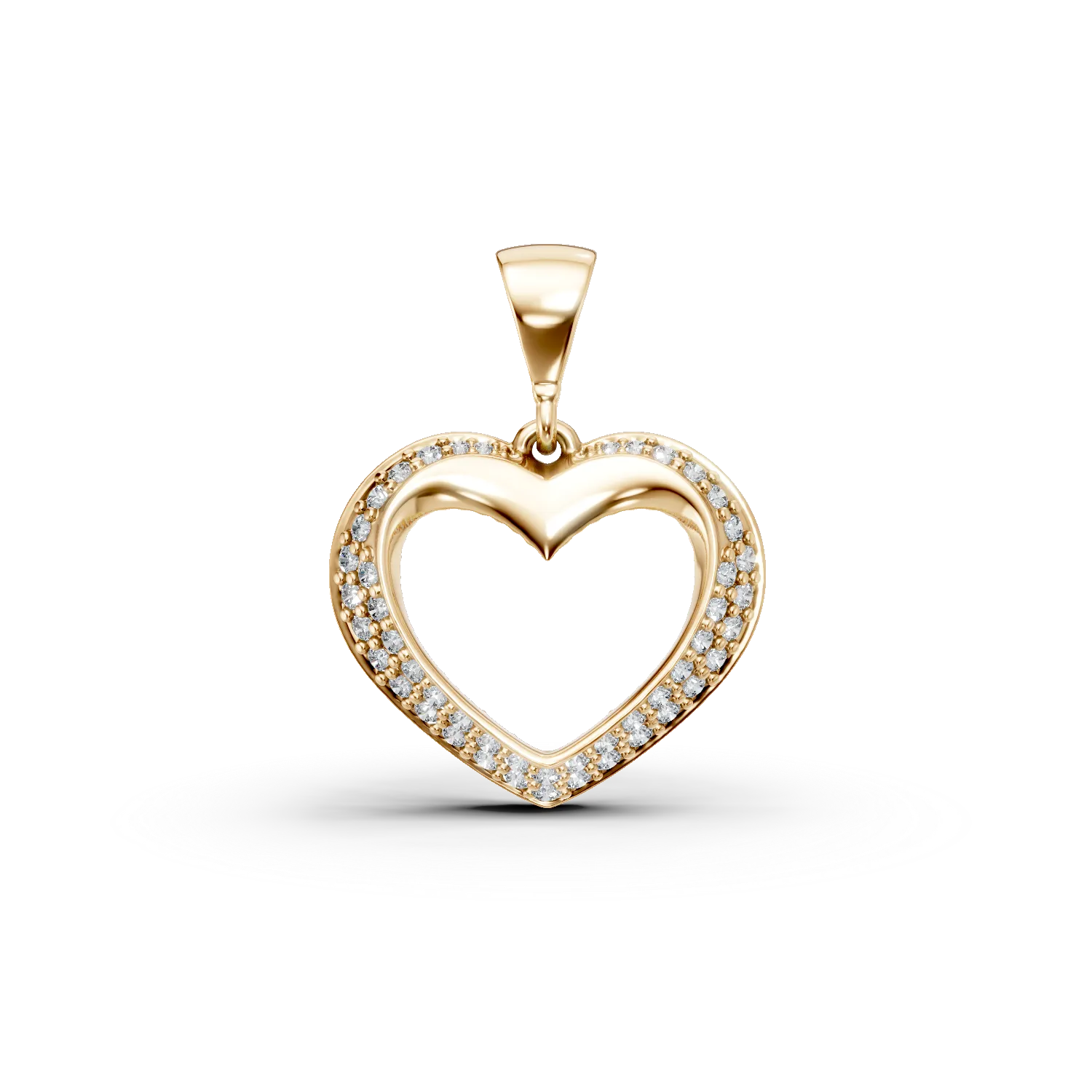 Pandantiv inimioara din aur galben cu zirconii