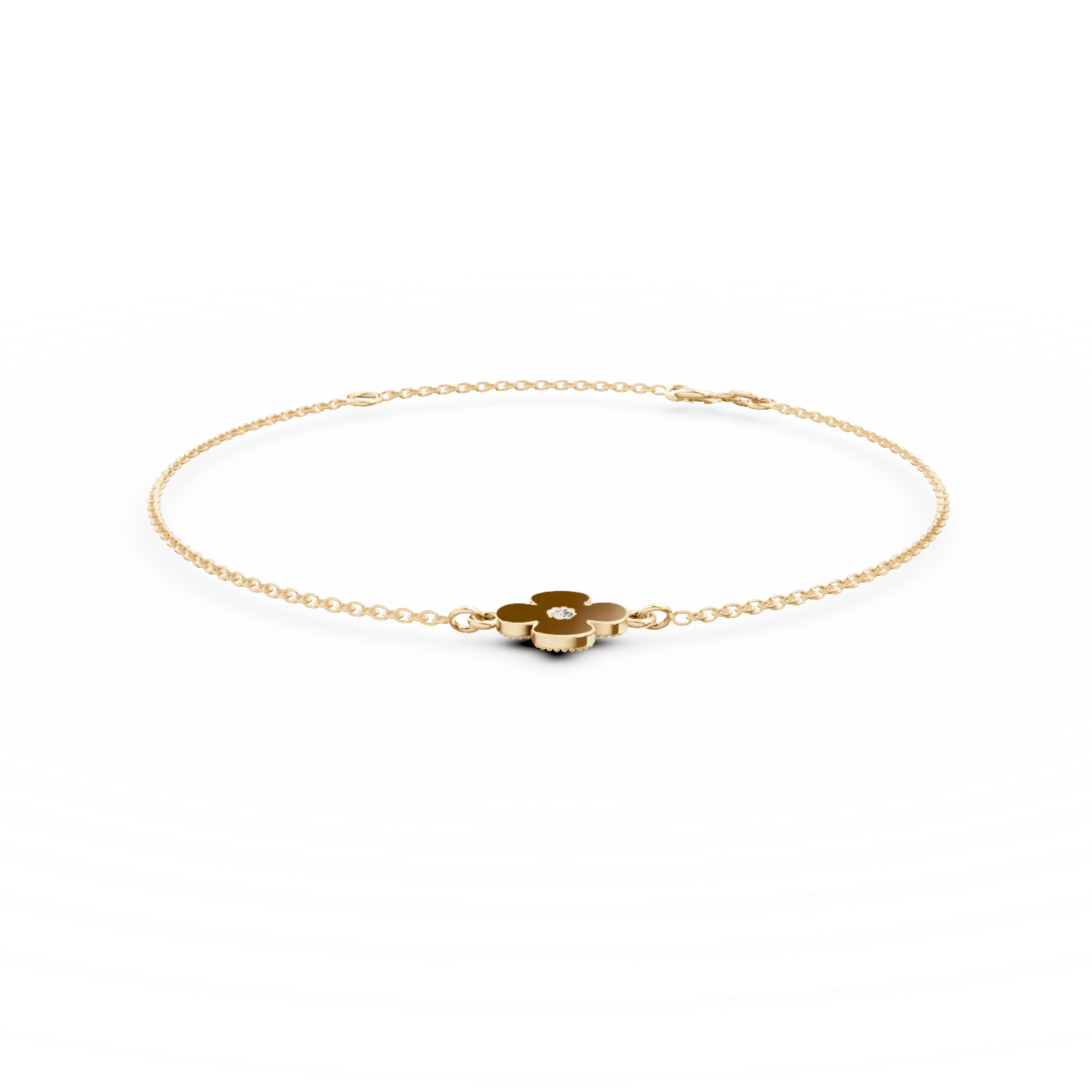 Bratara cu pandantiv floare din aur galben cu zirconia