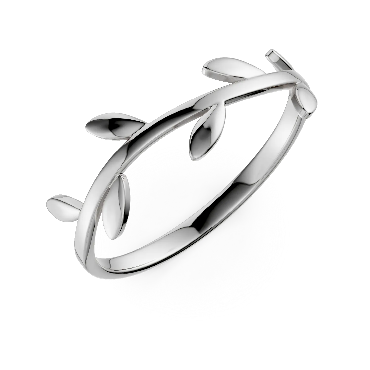 Inel frunze din aur alb