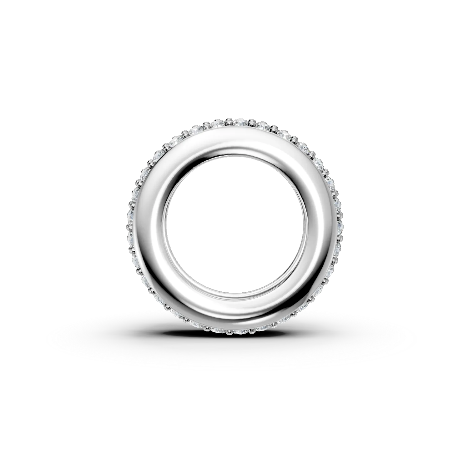 Pandantiv circular din aur alb cu zirconii