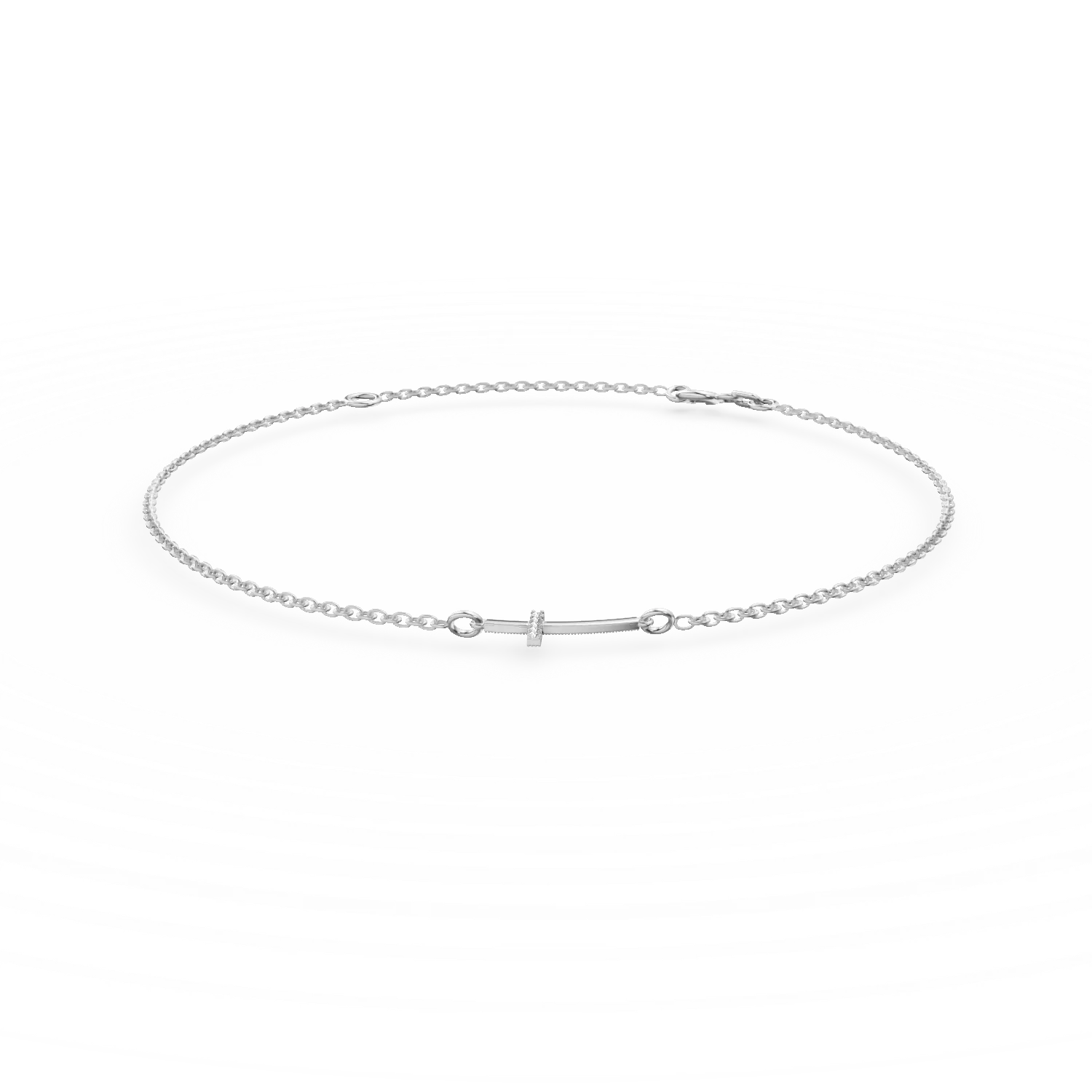 Bratara cu pandantiv cruce din aur alb cu zirconii