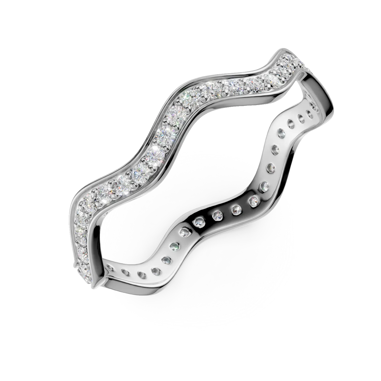 Inel eternity din aur alb cu zirconii