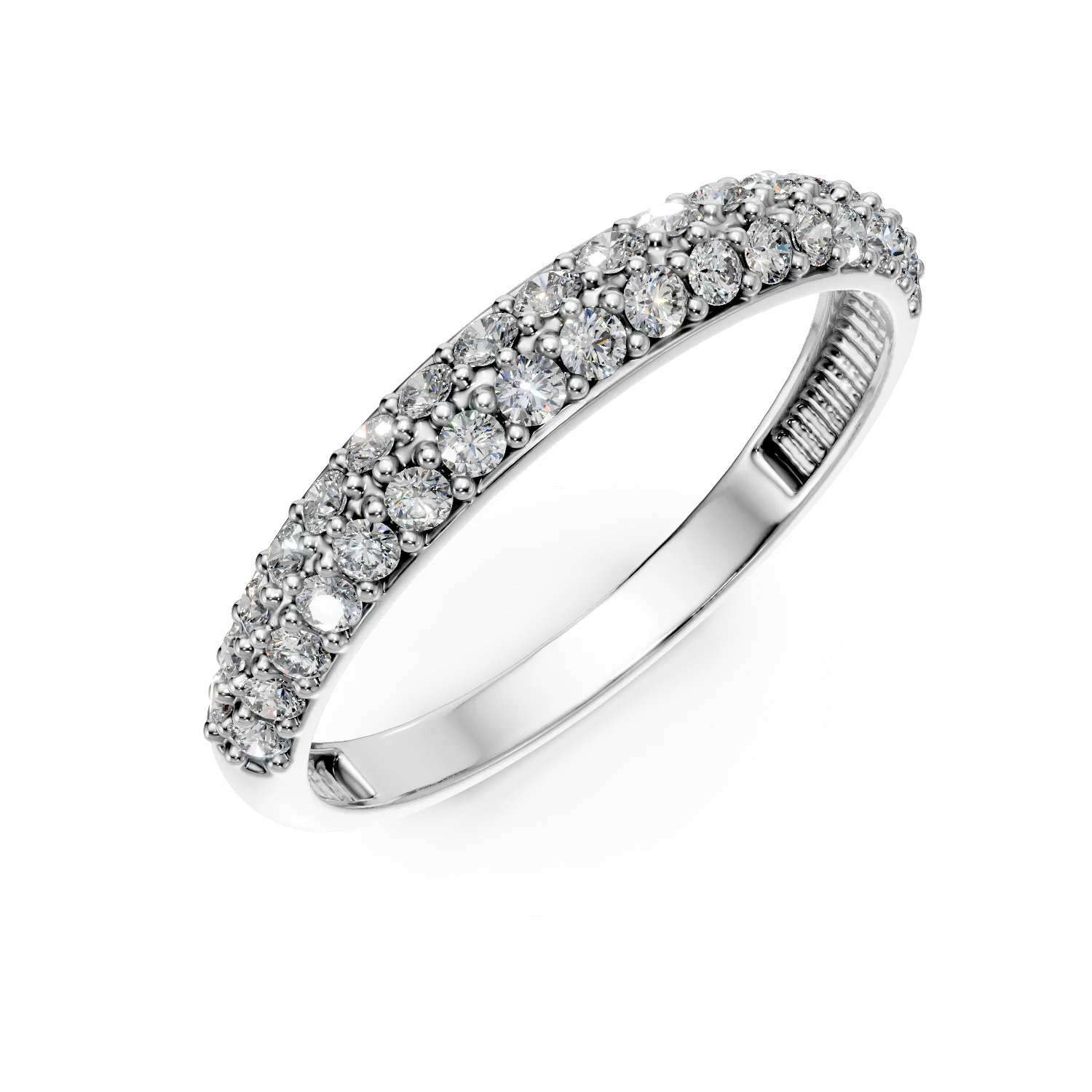 Inel semi eternity din aur alb cu zirconii