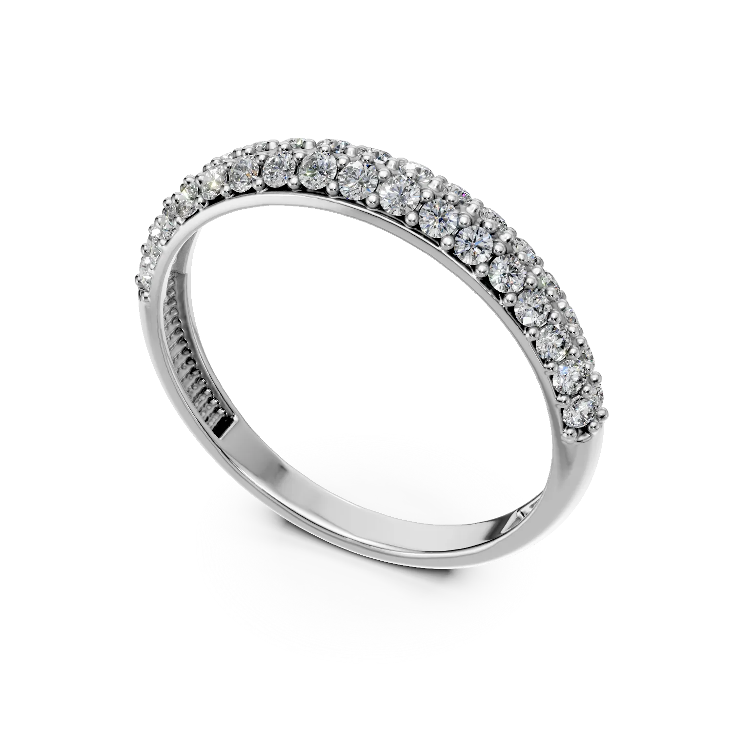 Inel semi eternity din aur alb cu zirconii