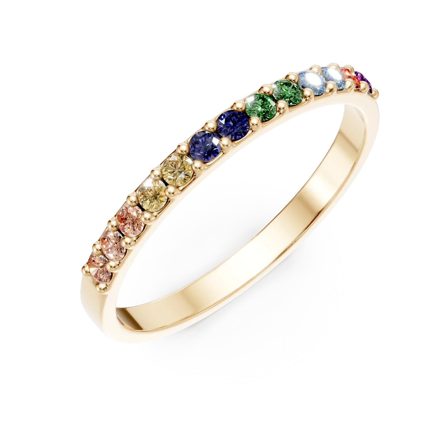 Inel semi eternity din aur galben cu zirconii - imagine 8