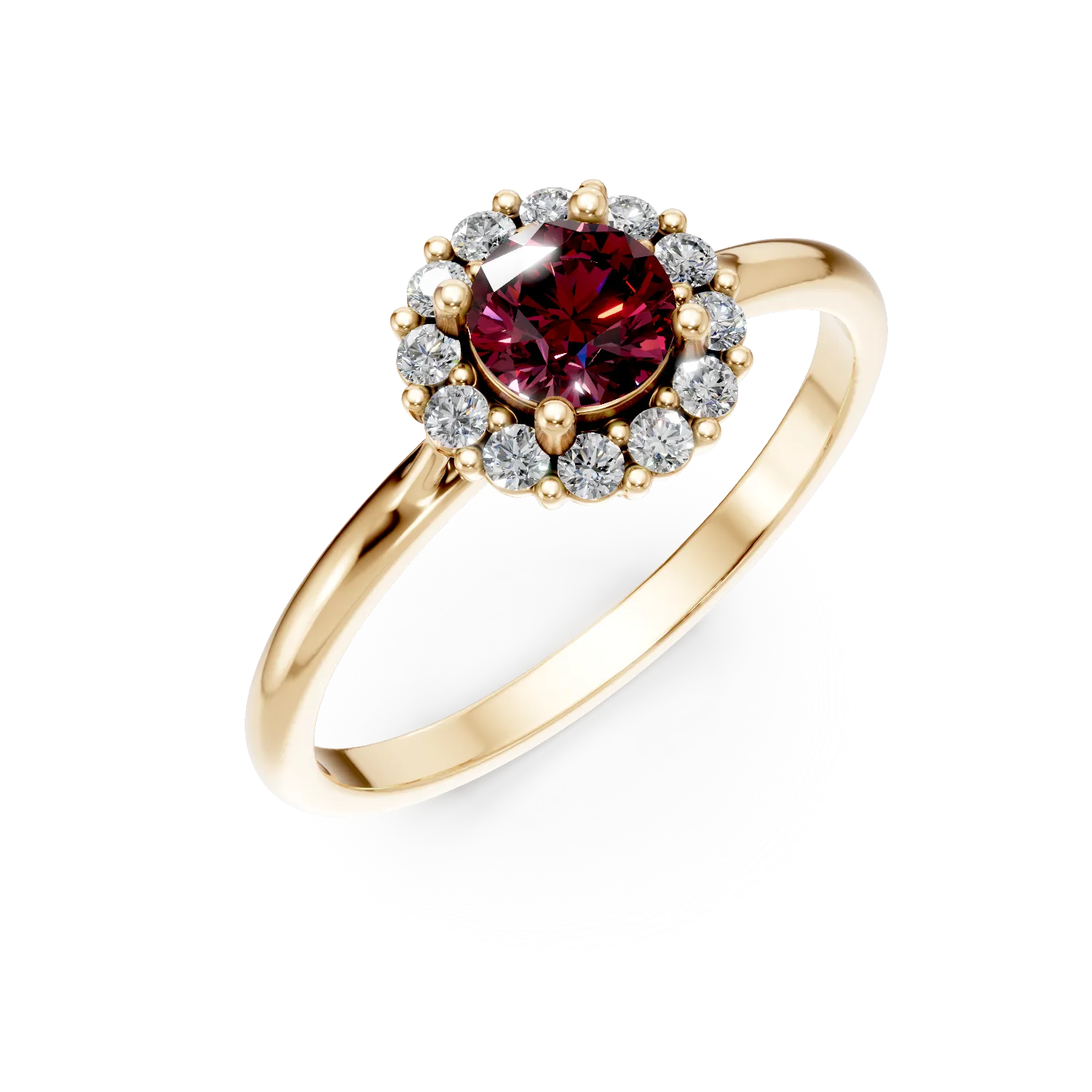 Inel din aur galben cu zirconii albe si rosii - imagine 8